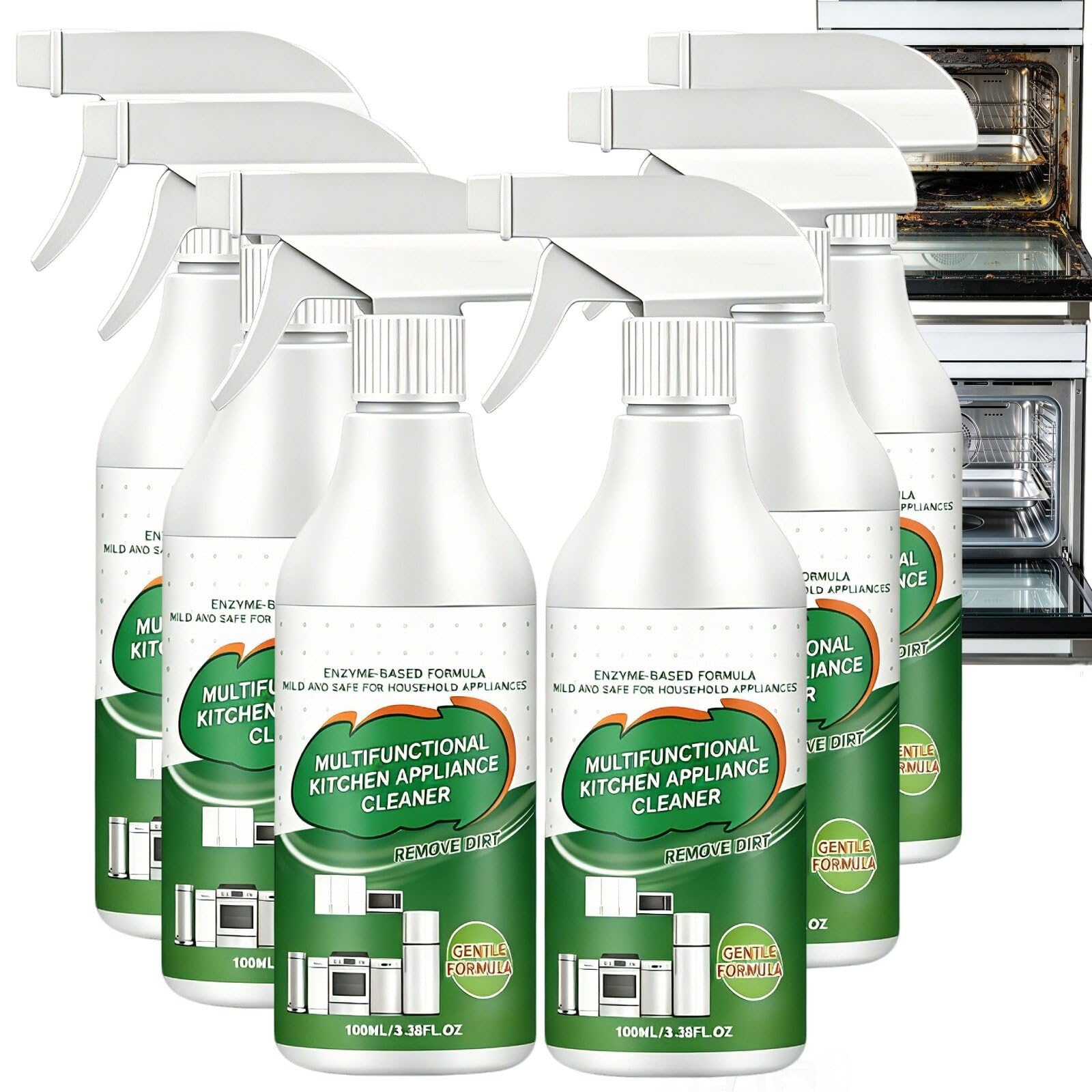 100ml Heavy Duty Ofenreiniger Spray, effektiver Küchenentfetter für verbranntes Fett & Backwaren, Mehrzweck-Schaumreiniger für Herd & Herdplatte, Heißluftfritteuse, Mikrowelle, Grill & BBQ (6pcs)