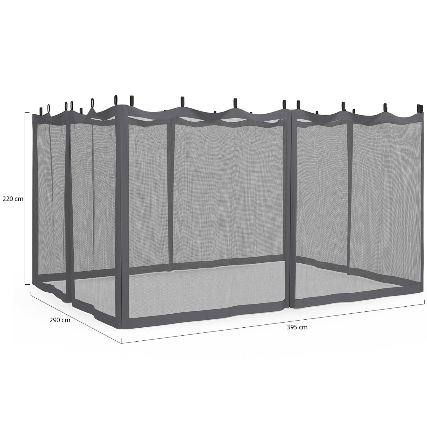 IDMarket - Set di 4 zanzariere 3x4 Grigie con Cerniera per pergola + Ganci