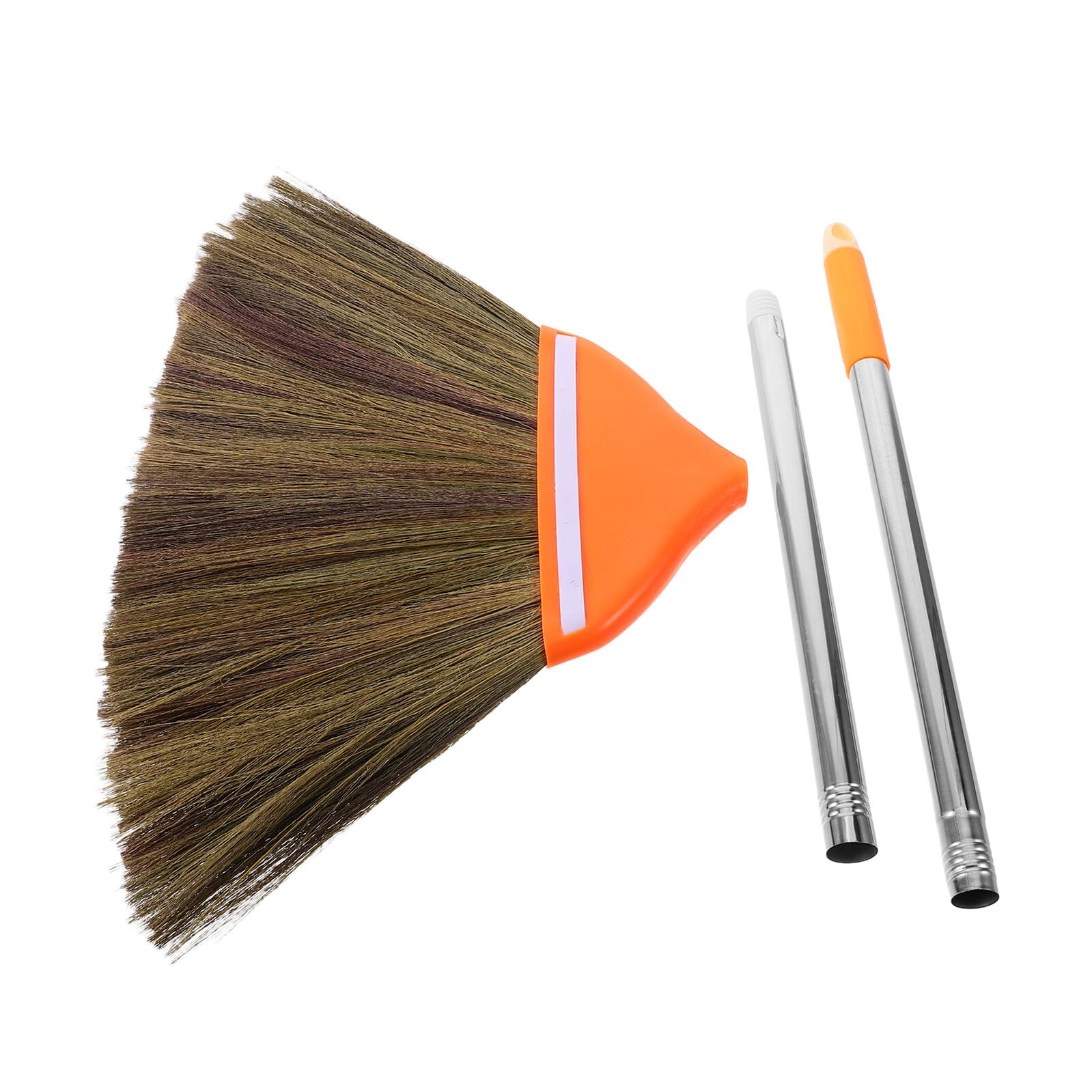 Amosfun Scopa Vietnamita Artigianale in Miscanthus 106 Cm con Setole Morbide Arancione per Interni ed Esterni, Scopa da Cortile e Utensile la Pulizia Domestica