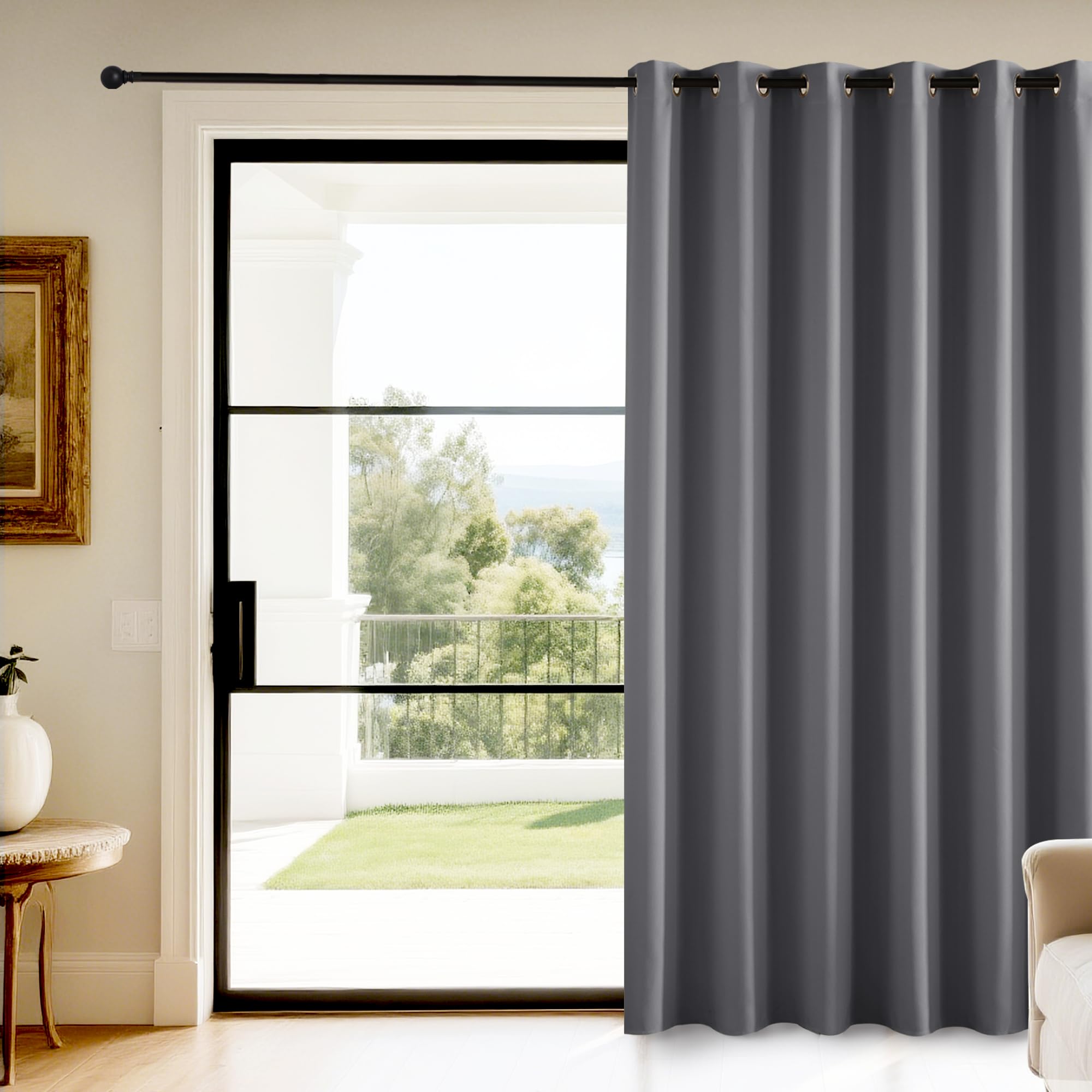 KGORGE Blickdichter Vorhang Modern 1 Stück Türvorhang Hitzeschutz Gardinen Für Balkontür Gardine Wohnzimmer Curtains Living Room Thermovorhang Tür Verdunklungsvorhänge mit Ösen