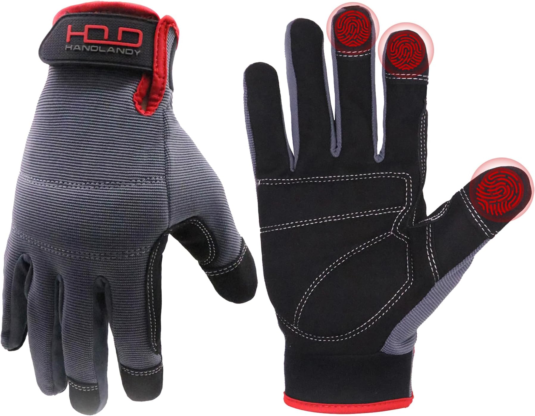 Handlandy Mens Work Gloves Touch screen, Flexible Breathable Utility Gloves