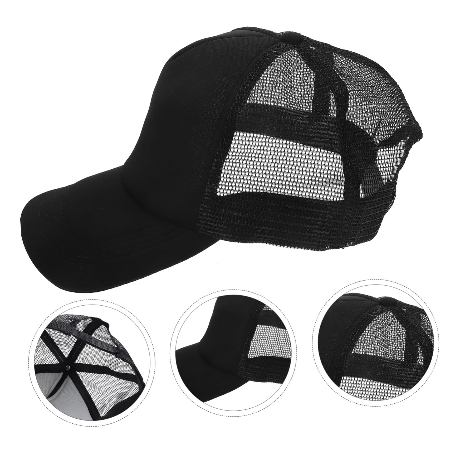 BESPORTBLE Cappello da Baseball, Cappelli per Sublimazione Vuoti e Cappello Fai in Sublimazione, 10 Pezzi in Poliestere Nero, Rete Traspirante per Pesca e Outdoor
