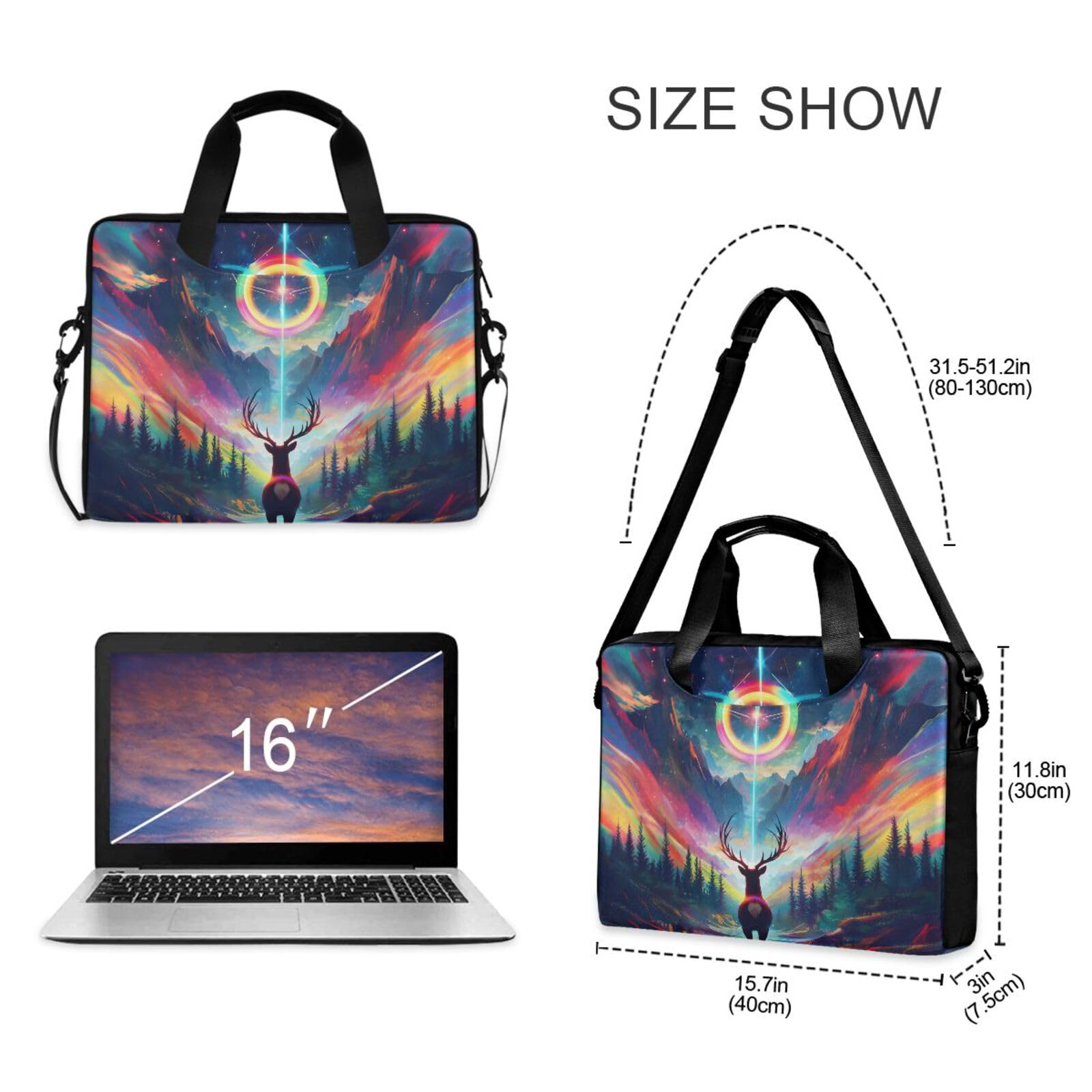 ALAZA Borsa per laptop da 16 15,6 pollici leopardato blu fulmine, borsa per laptop per donne uomini studenti lavoro, borsa a tracolla da viaggio messenger tote case maniche