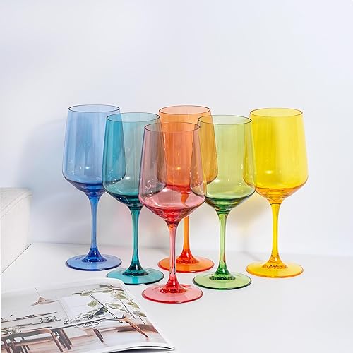 Miniatura 6 de KOXIN-KARLU Vasos de vino irrompibles clásicos de 18 onzas, vasos de plástico con tallo de acrílico multiusos, juego de 8, multicolor