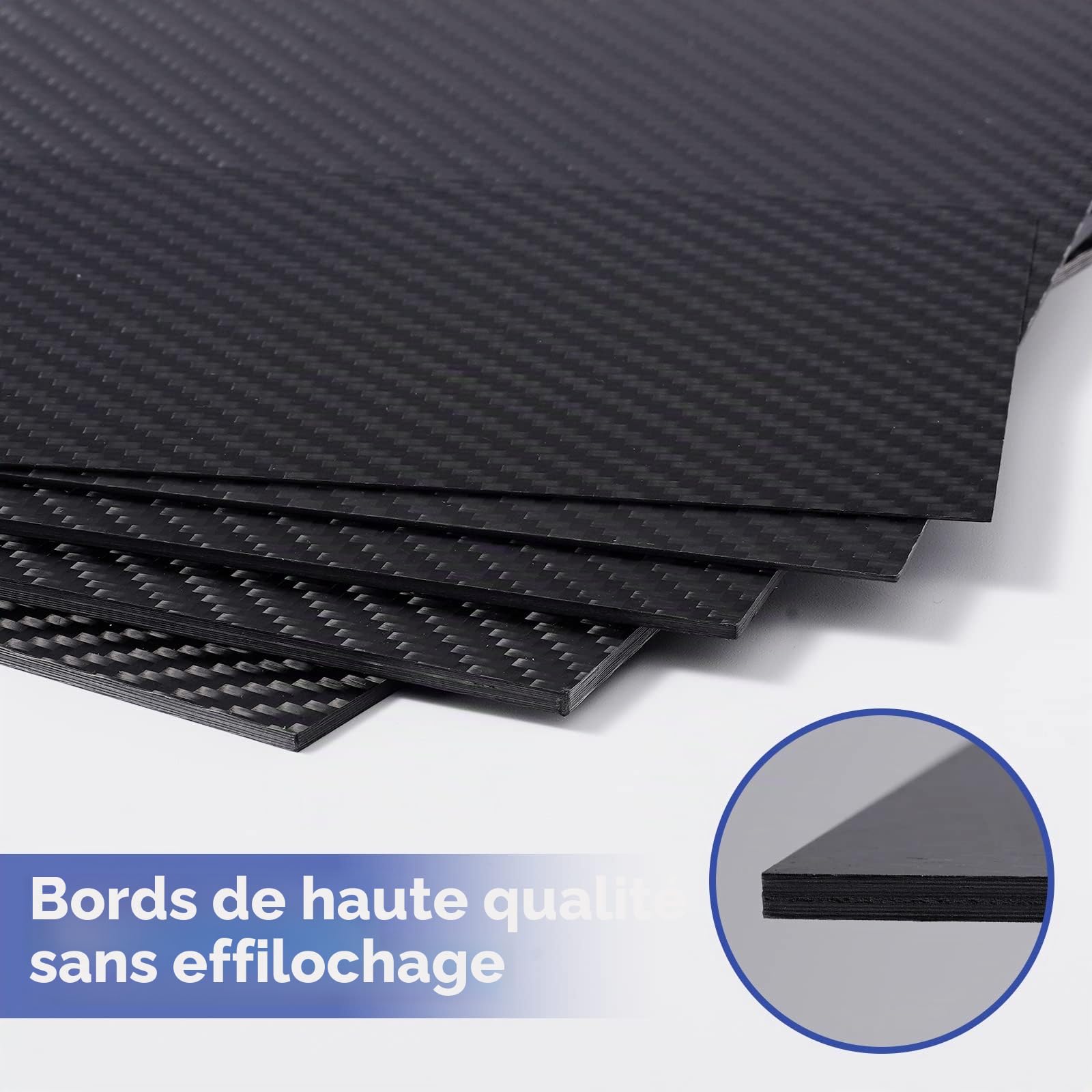 Feuilles de Fibre de Carbone 200 X 300 X 3 MM Plaque de Fibre de Carbone 100% Sergé 3K Mat Disponible en 1mm 2mm 3mm d'Épaisseur - Imperméable et Résistant aux UV