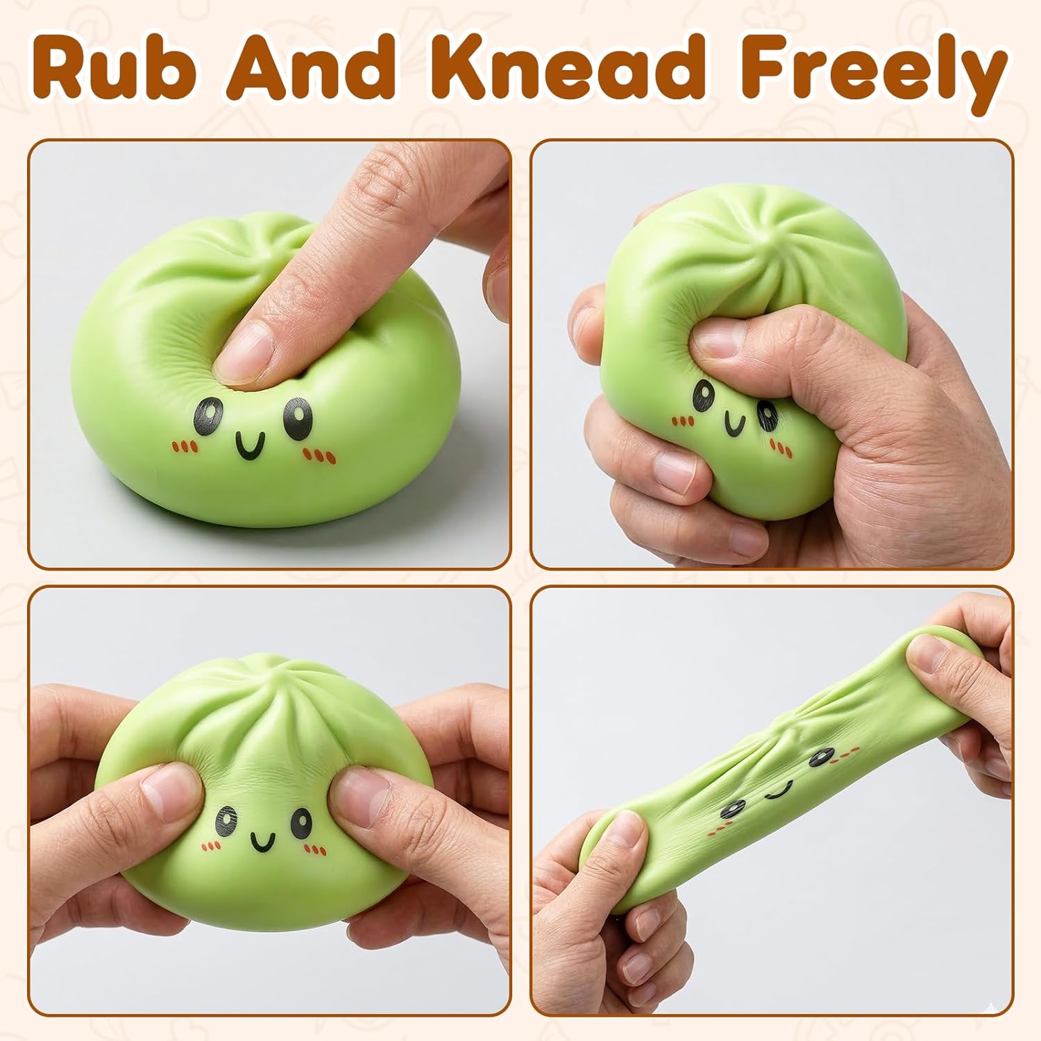 Glitter Dumpling, Glitter Dumpling Squishy with Box, Glitter Squishy Dumplings Sensory Squeeze Toy for Stress Relief (Green)