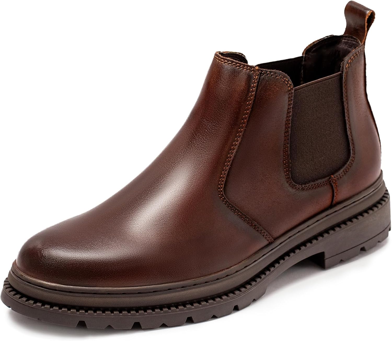 OKKO Mens Chelsea Dress Boots, Genuine Leather Classic Comfortable Casual Slip On Ankle Boot for Men