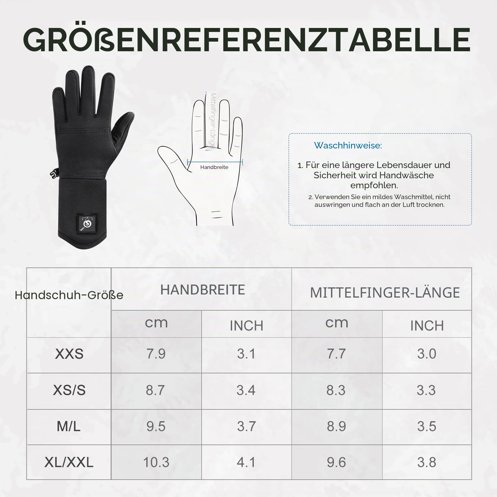 Day Wolf Beheizbare Handschuhe 7,4 V 2200 mAh Akku 3 Heizstufen Touchscreen wiederaufladbar Skifahren Snowboarden Radfahren Wandern