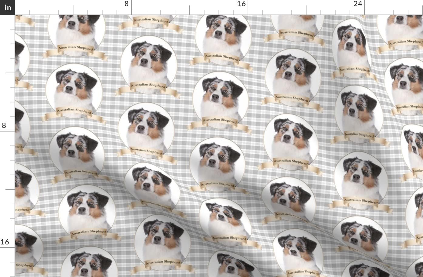 Spoonflower Fabric - Australian Shepherd Aussie Dog Pet Animal Portrait Printed on Organic Cotton Sateen Fabric by The Yard - Sewing Quilting Apparel Home Decor
