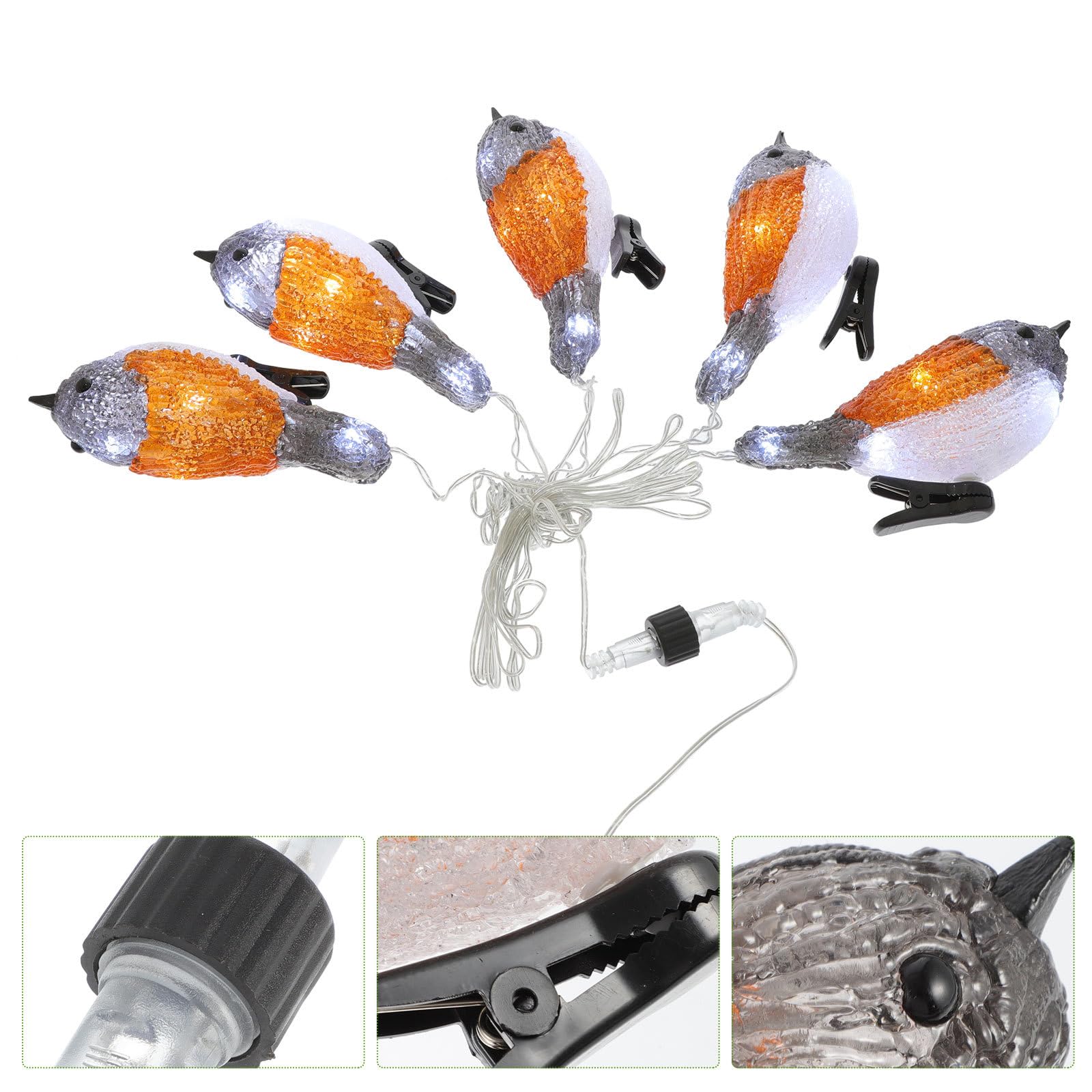 Solar LED Lichterkette in Rotkehlchen Form für Balkon und Garten | Acryl Kunststoff in Weiß, Ip44 Schutzart, Niedriger Verbrauch bei Solarbetrieb