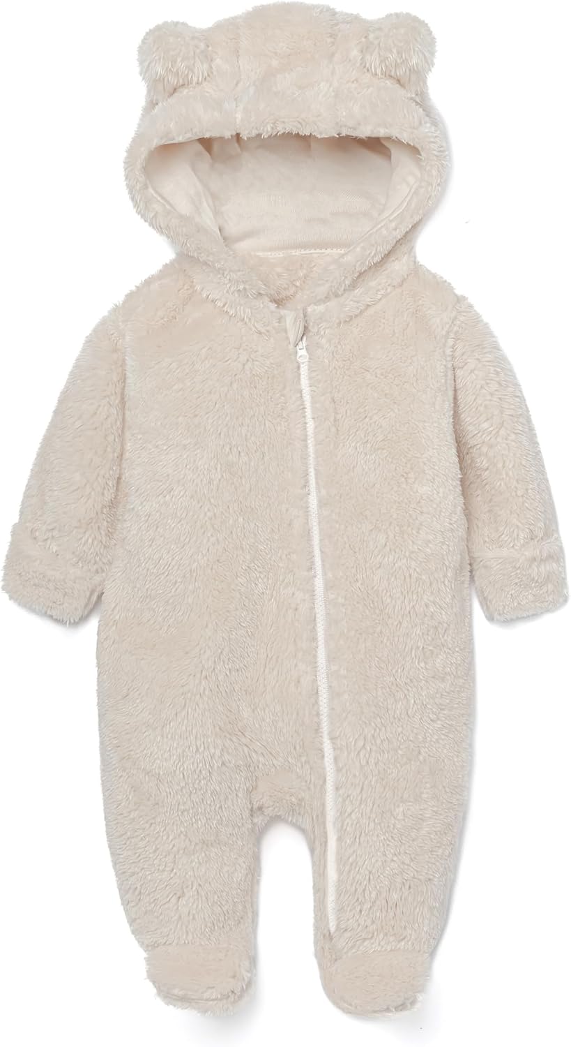 Baby Plush Long Sleeve Polar Fleece Jumpsuit With Bear Ears Baby Fleece Hooded Jumpsuit Infant Winter Outfit - Image 3