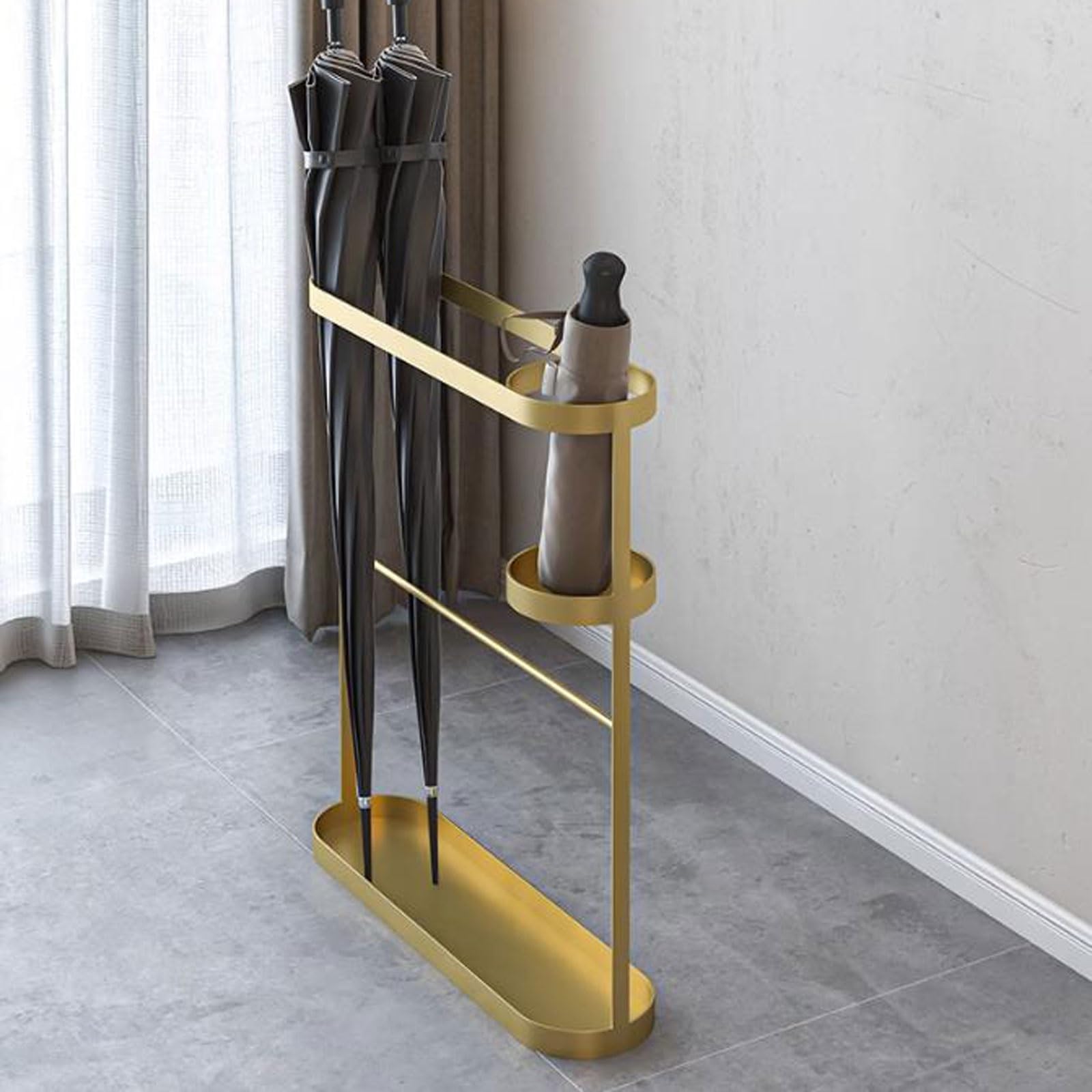 Schirmständer Freistehender Schirmständer, Schirmhalter, Schirmständer aus Metall, Dekoration for den Innen- und Außenbereich, for lange und gefaltete Schirme Regenschirmhalter(Schwarz)