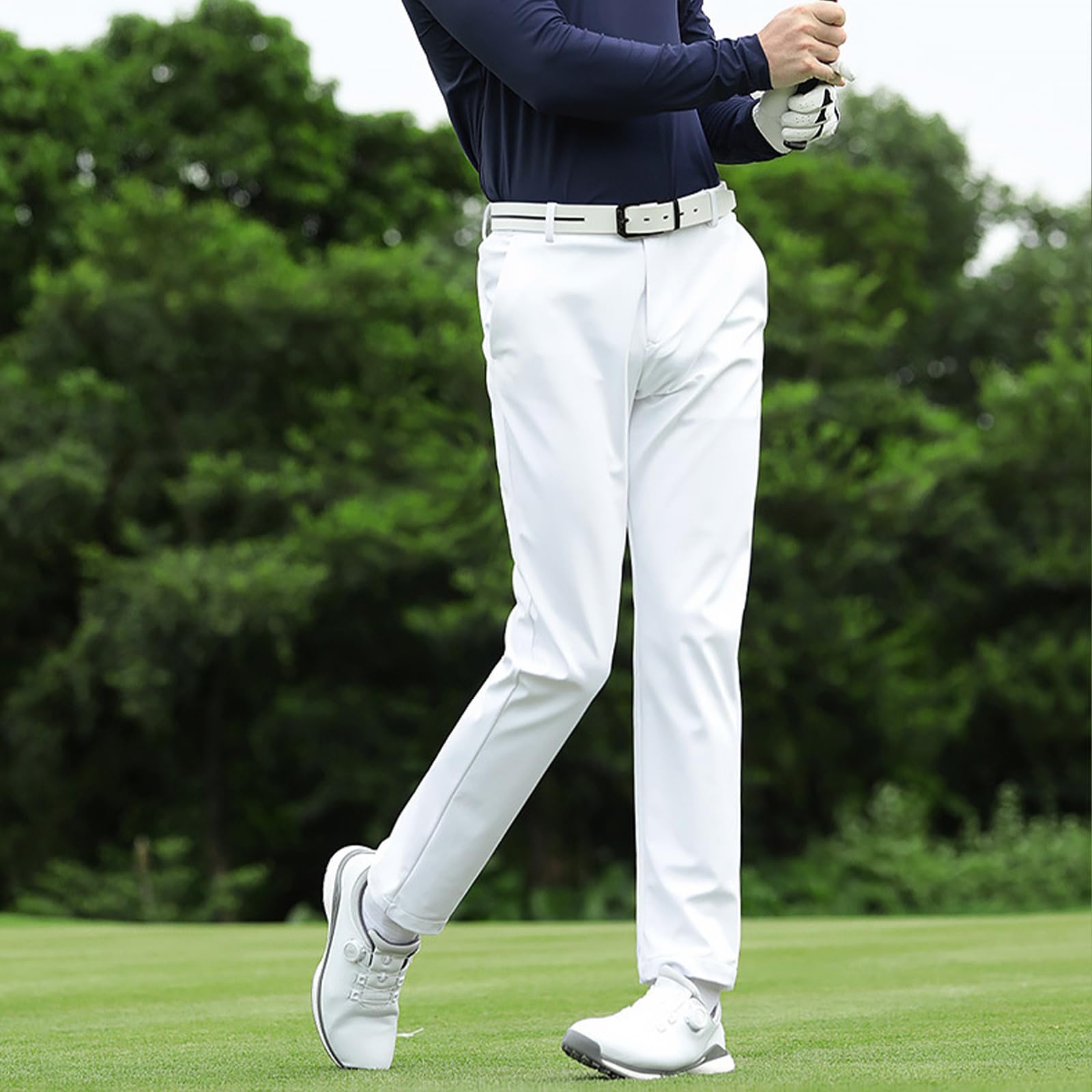 FGRID Męskie spodnie golfowe Slim-Fit Stretch, letnie lekkie spodnie dresowe, spodnie podróżne, szybkoschnące spodnie robocze do gry w golfa,White,XXL