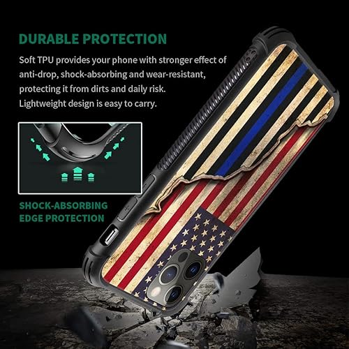 Miniatura 4 de DAIZAG Funda compatible con iPhone 13 Pro Max, funda de poliuretano termoplástico con empalme rojo y azul de la bandera estadounidense para iPhone