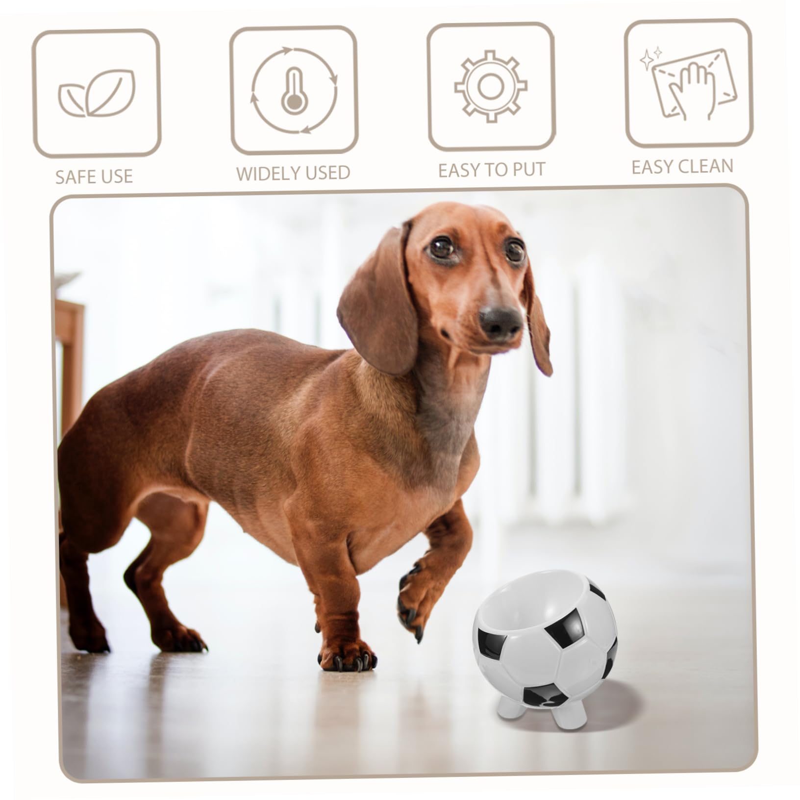 Ciotola per Animali a Tema Calcio in Ceramica per Cane e Gatto | Base Ampia, Finitura Liscia, Facile da Lavare, Adatta a Pappa e Acqua per Cuccioli