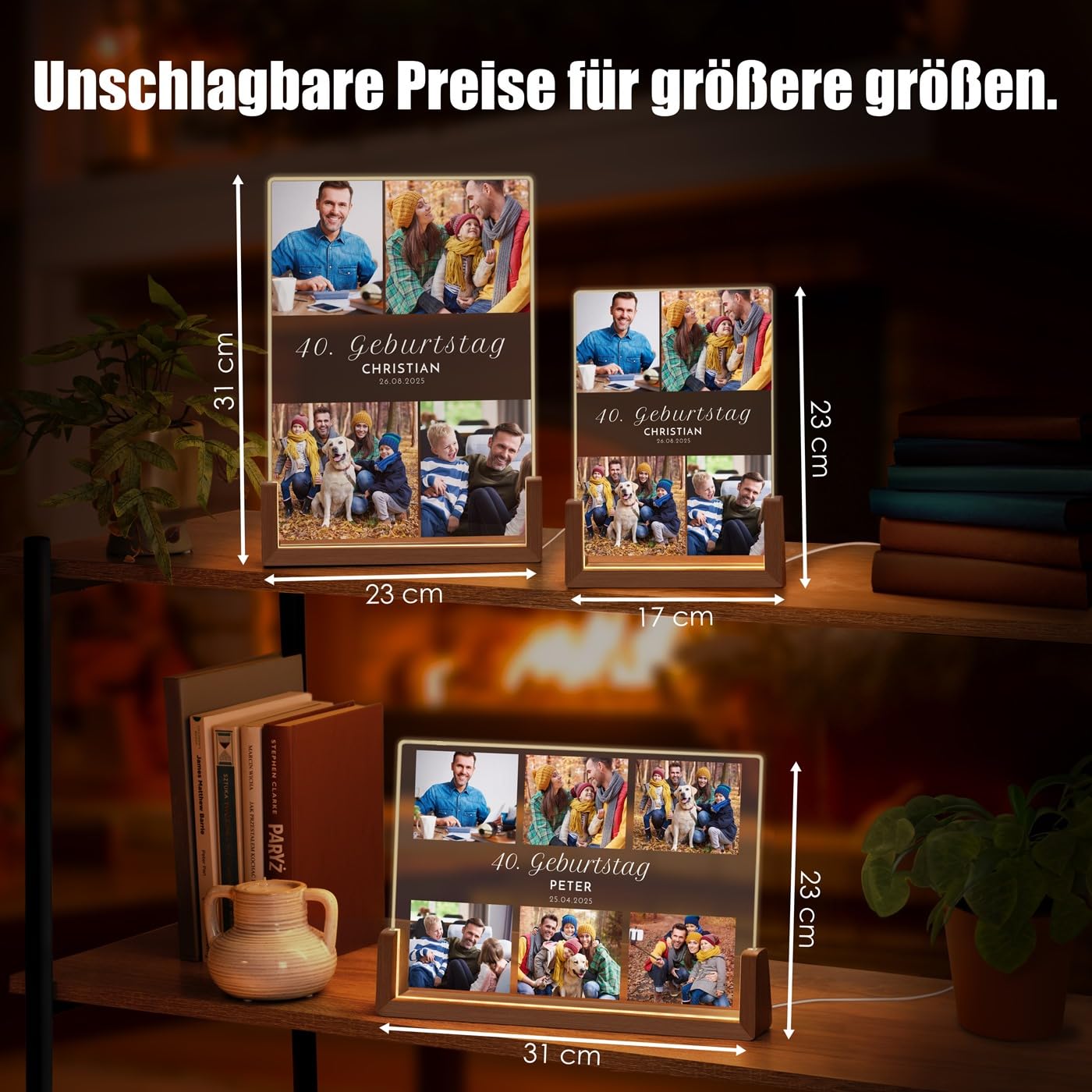 Maverton LED Acrylglas mit Foto - Glasbild mit LED-Beleuchtung - Deko Nachtlicht - personalisierte Geschenke für Frauen Männer Kinder zum Geburtstag - Hochzeitsgeschenke für Brautpaar - Größe: L/XL