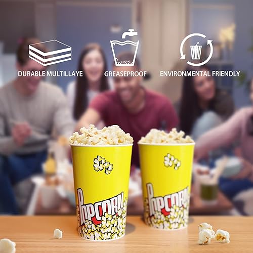 Miniatura 3 de Recipientes de palomitas de maíz de 46 onzas, paquete de 44 cubos reutilizables de cartón para palomitas de maíz, tazas clásicas de palomitas de