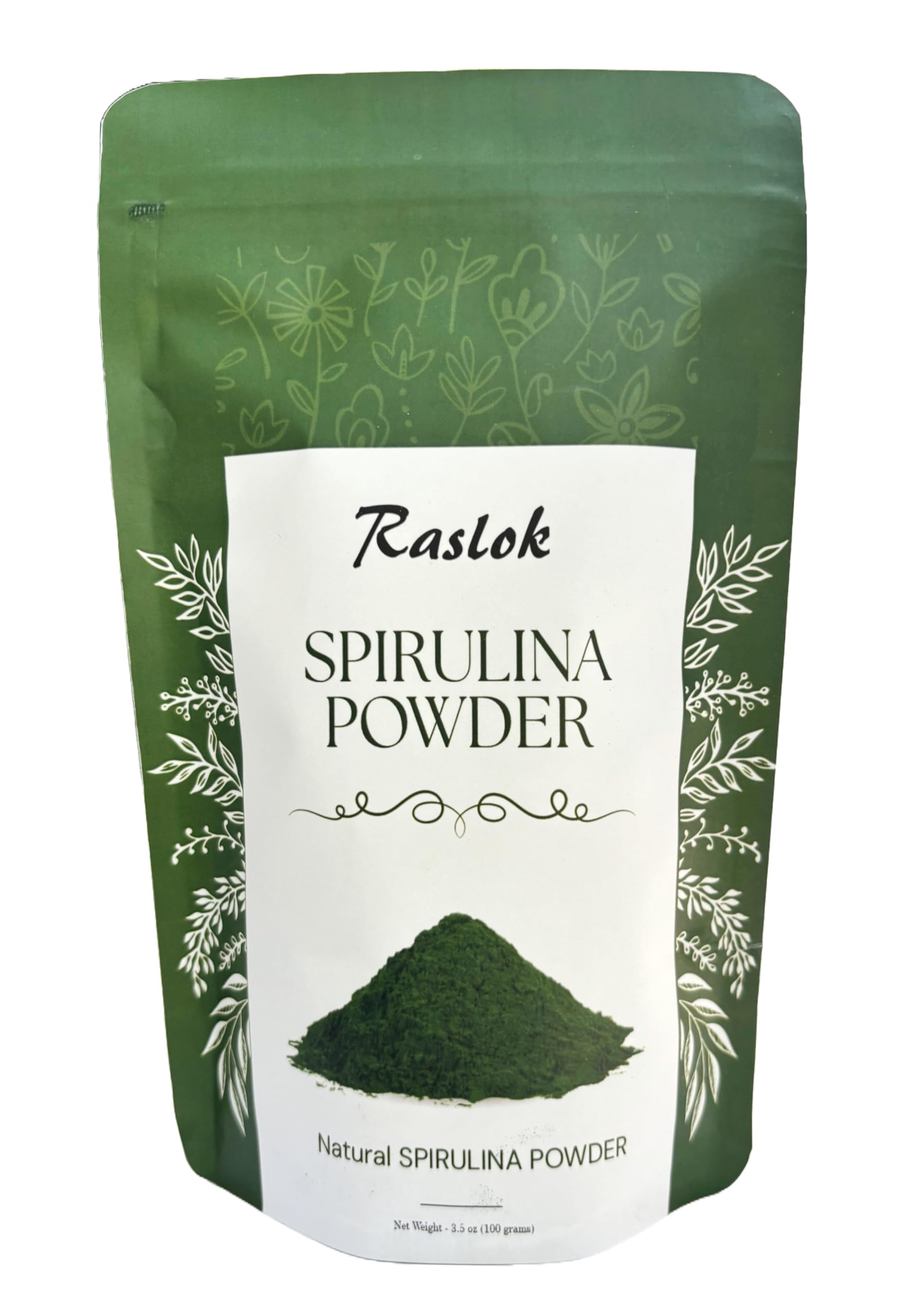 Raslok Pure Spirulina Powder | Immune Support and Antioxidants | No Filler & Non-GMO, Rich in Vegan Protein (3.52 Oz) 3.52 Ounce (Pack of 1)