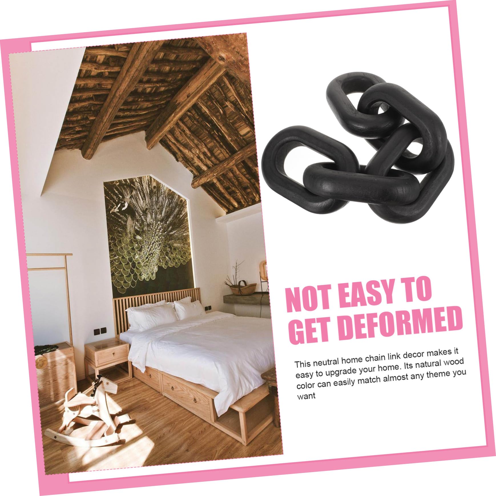 Cabilock Modern Farmhouse Decor Chain Link Ornament Handmade Wooden Home Decor Unique Wall Art