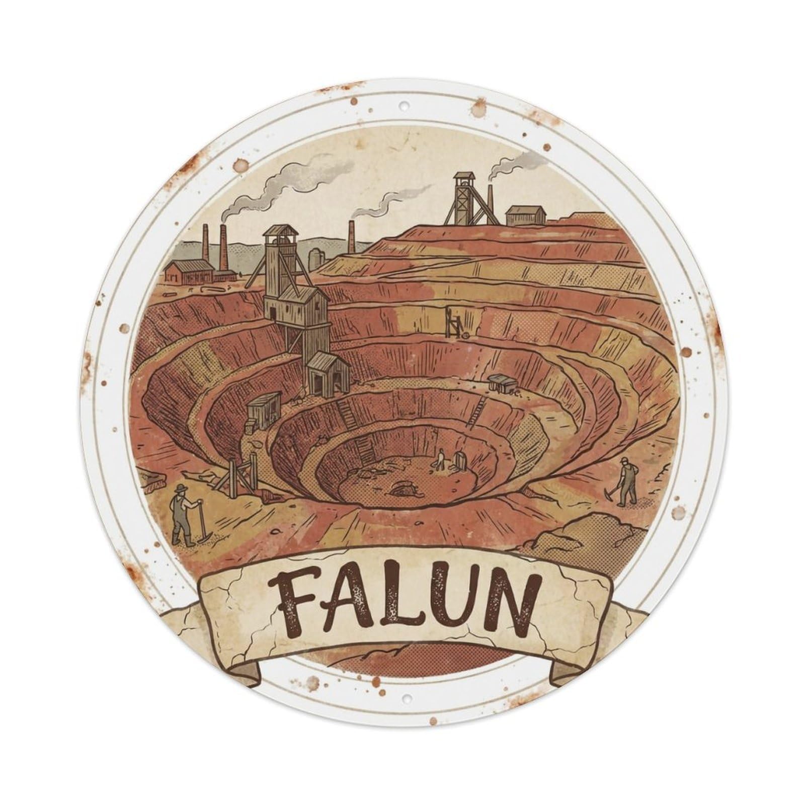 Okahys 8X8inch(20X20cm) Vintage Travel Falun Mine Sweden Copper Metal Tin Sign