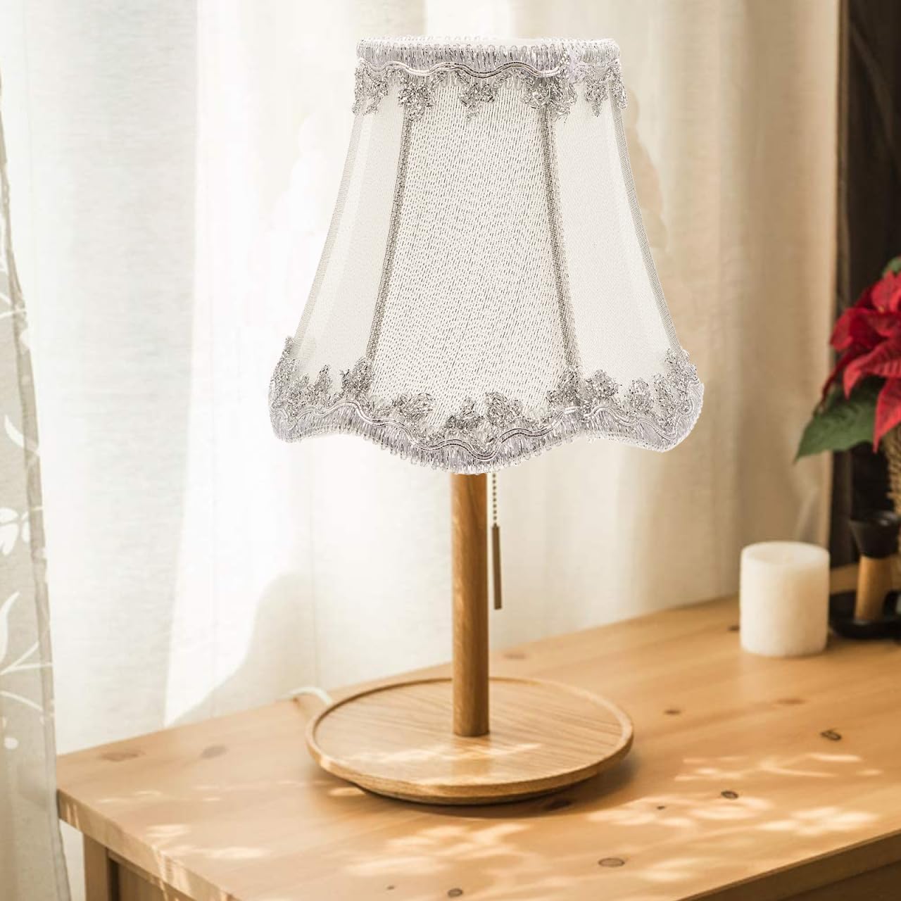 Baluue Cloth Lamp Shade Chandelier Accessories Small 4.7 Inch Rustic Fabric Lampshade Cover for Table Wall Floor Lamps Soft Warm Light Replacement