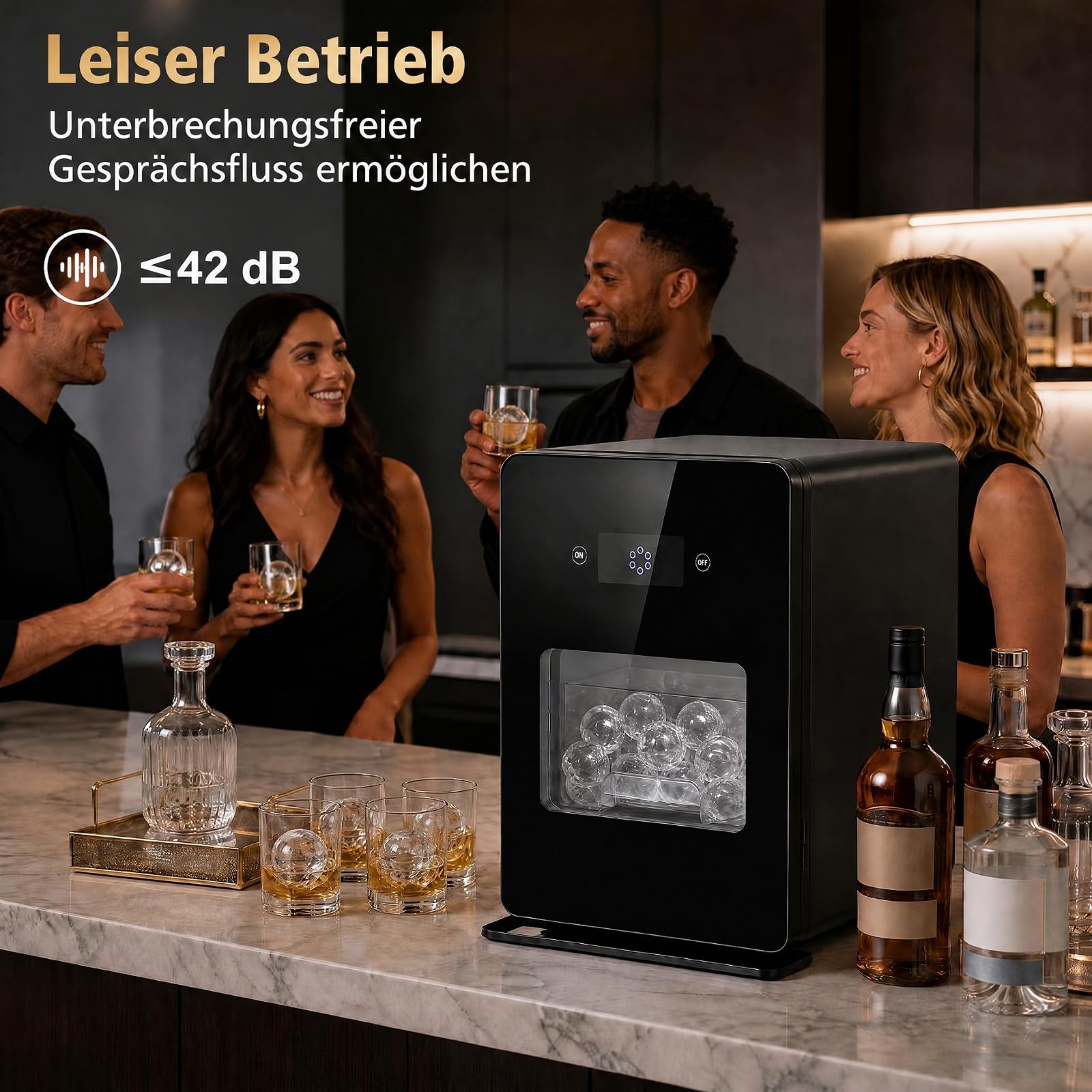COSTWAY 5cm Eiswürfelmaschine für Eiskugeln, 150 Stück/Tag, 4 Kugeln/38-39