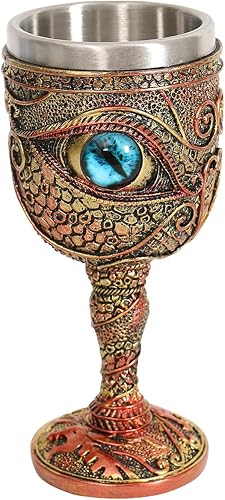 Miniatura 2 de Cáliz de copa de vino The Eye of The Dragon de acero inoxidable, Calabozos y Dragones medievales de dragón de 7 onzas. Regalo para hombre (ojos