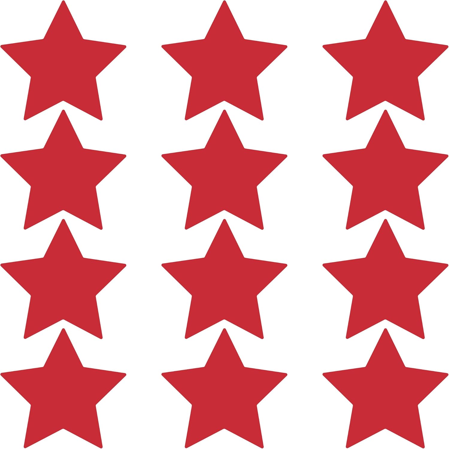 LiteMark Removable Matte Finish Red 4 Inch Star Decal Stickers | Great for Floors, Ceilings, Walls, Laptops, and Most Smooth Surfaces | (Pack of 12 Stars)