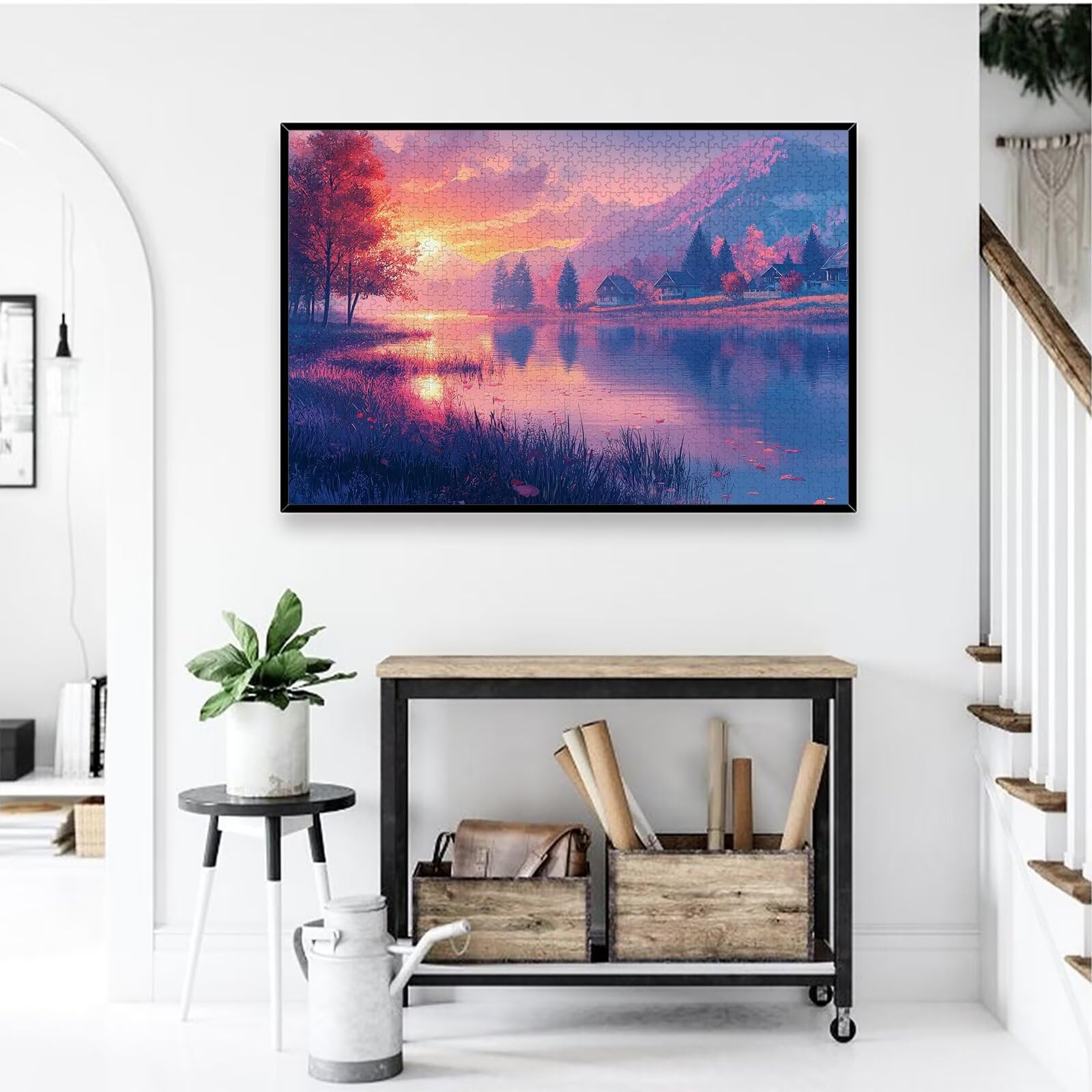 Puzzle 2000 sztuk dla dorosłych, krajobraz puzzle 2000 sztuk, puzzle dla dorosłych jezioro z pudełkiem, wymiary: 100 x 70 cm, drewniane puzzle dla całej rodziny, dekoracja domu, prezent dla kobiet