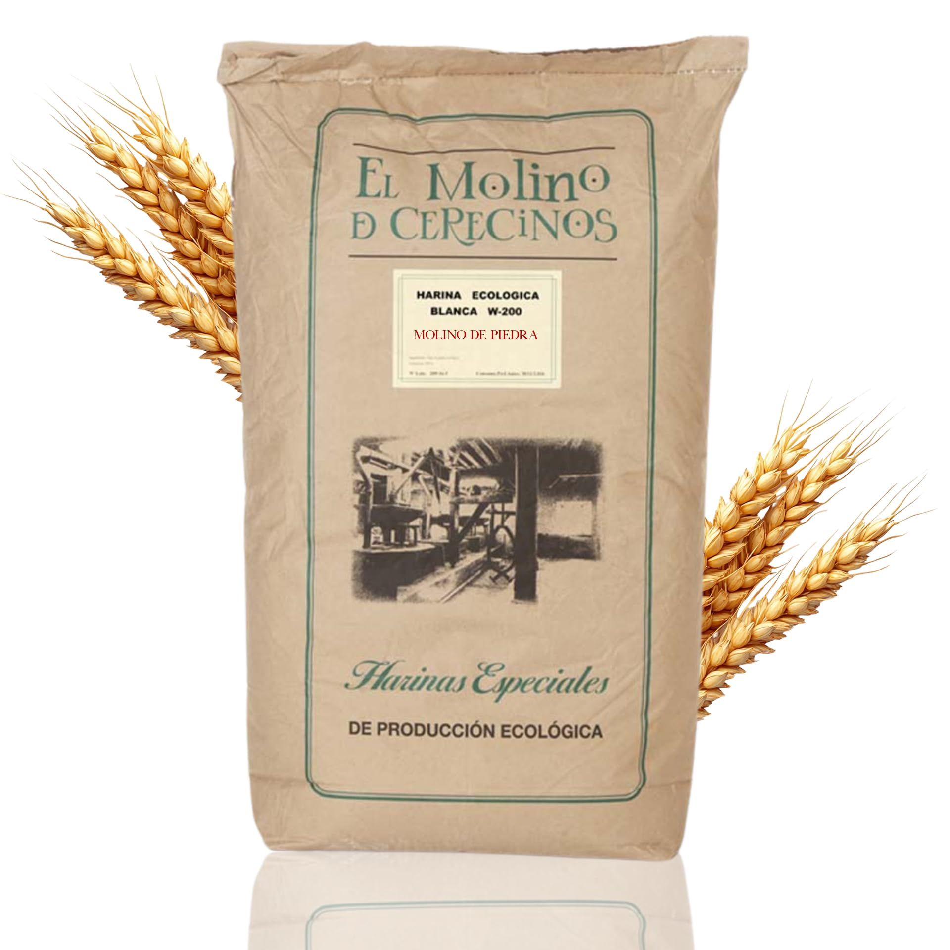 Harina de Trigo Ecológica Blanca | Molida En Piedra | Harina De Fuerza Panificadora W-200, Alta en Fibra, con Todo su Germen | Harina Ecológica Ideal para Pizzas, Hogazas Masas Madres y Más | 25 Kg