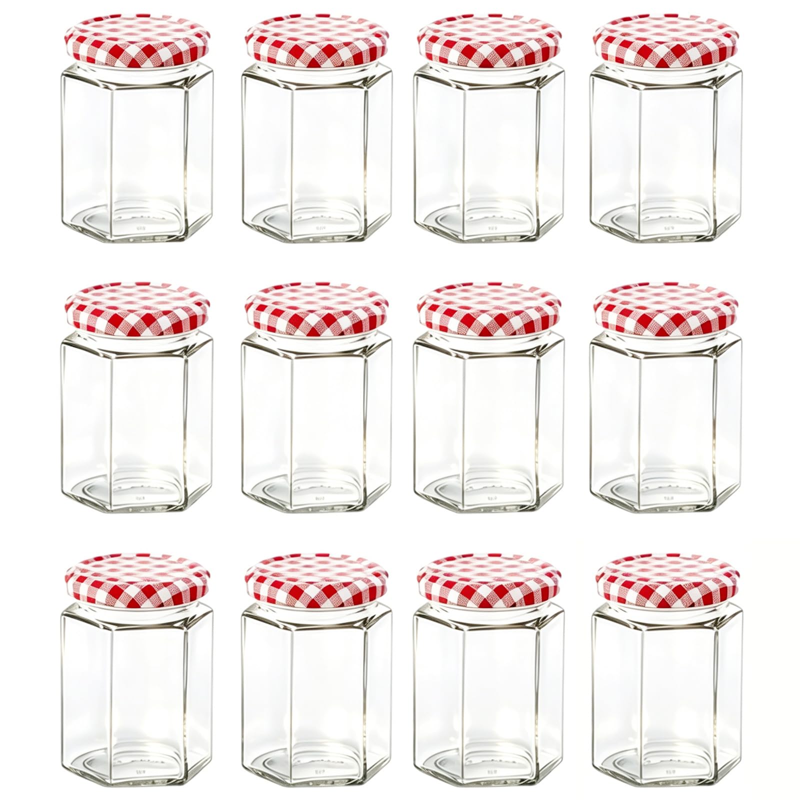 Llhong Red 280Ml Glass Jars With Lids, Jam Jars With Checke Airtight Lids