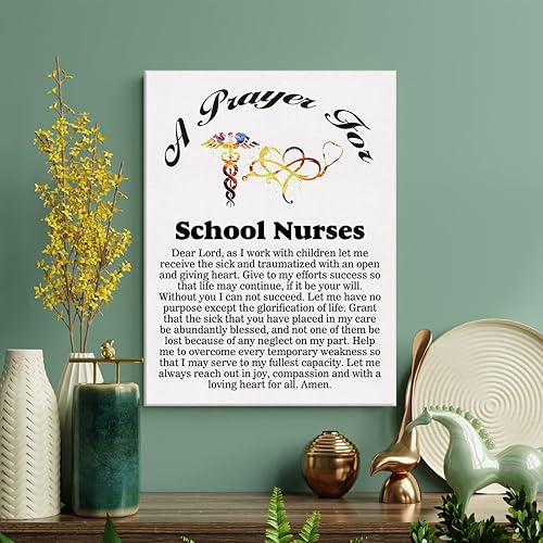 Miniatura 3 de LEXSIVO Lienzo de oración para enfermeras escolares, decoración de pared para el hogar, pintura de regalo para enfermeras escolares, 12 x 15