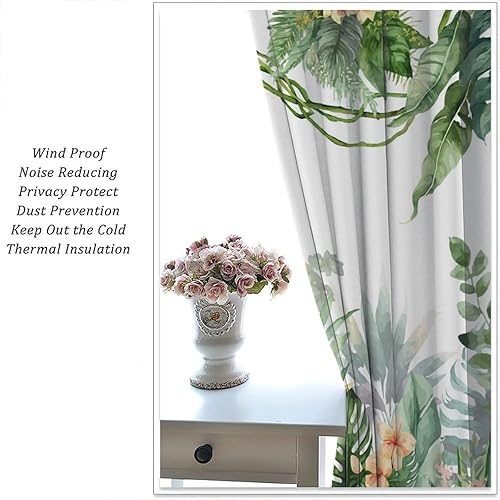 Miniatura 5 de Cortinas de ventana con hojas tropicales, naturaleza tropical, selva, plantas silvestres, palmeras y vides, paisaje tropical de selva tropical,