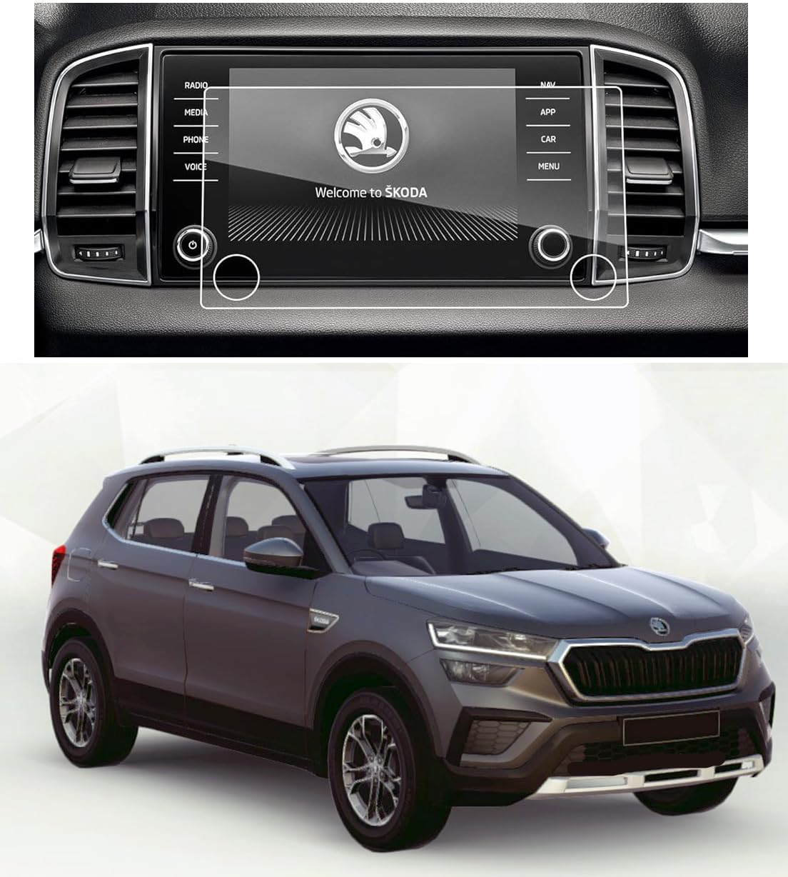 SAFE GUARD (By Company Fitted Sk0d@ Kushaq Ambition 1.0 TSI AT (8 inch) (2022) (with Volume Button Cut) Car Infotainment Navigation & GPS System (Glossy :1) SAFE GUARD (By Company Fitted Sk0d@ Kushaq Ambition 1.0 TSI AT (8 inch) (2022) (with Volume Button Cut) Car Infotainment Navigation & GPS System (Glossy :1)