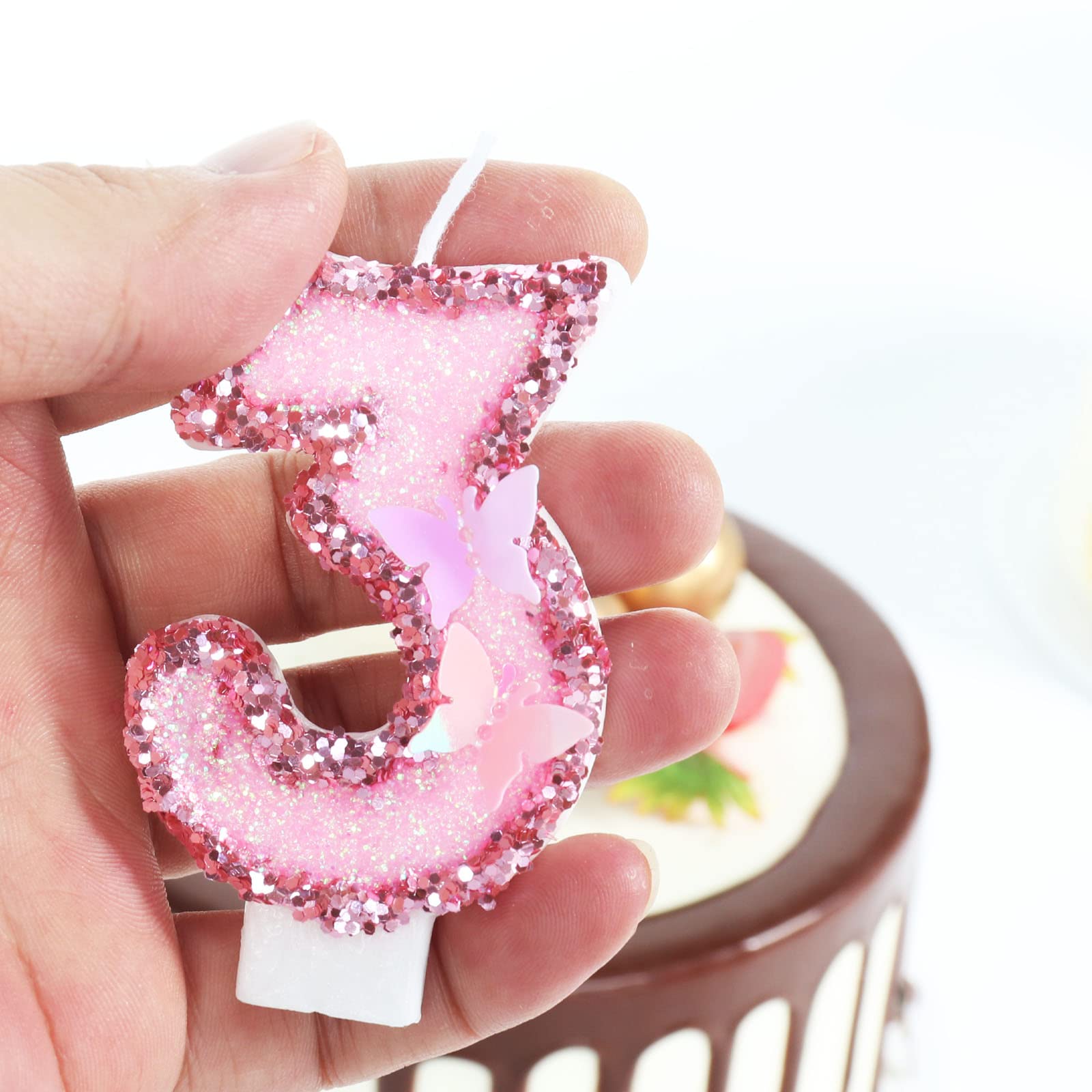 ピンクのミニキャンドルa-13-f Amazon.com: Birthday Candles, Number 13 Candle, Butterfly