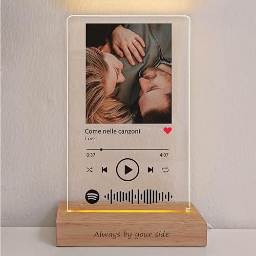 Immagine del prodotto LAC Lampada Spotify Personalizzata con Foto - Targa Spotify Glass Regalo Donna Compleanno o Natale, Regali per Lui e Lei