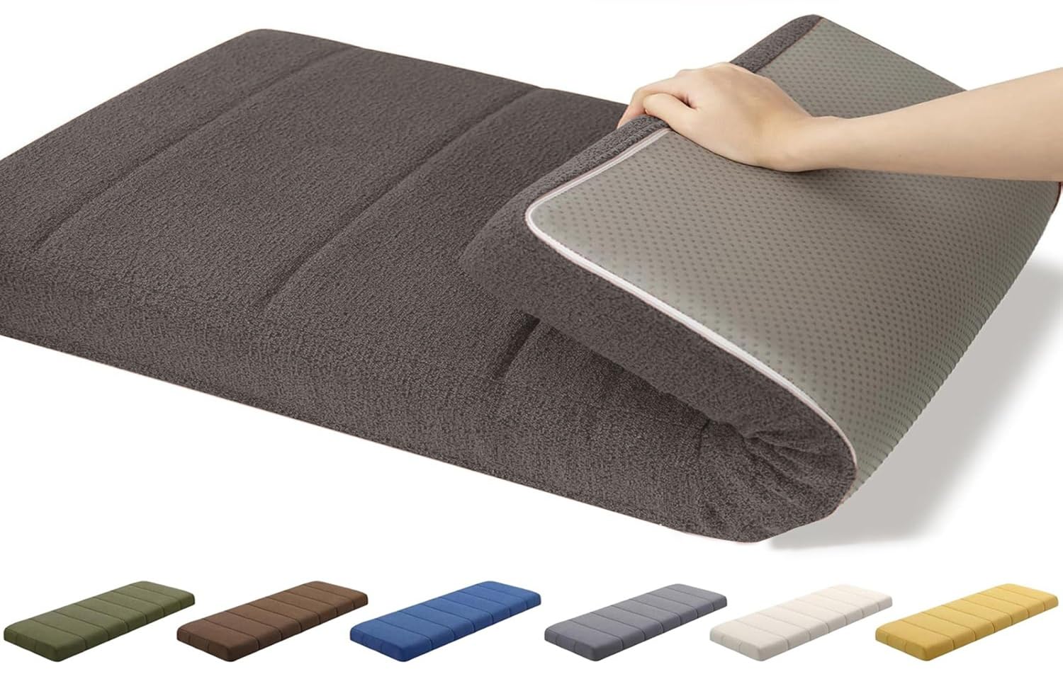 AQIGR Non Slip Bench Cushion Indoor Kitchen - 120/150/80/90/130/180/100 cm Outdoor Seat Pad for Bay Windows, Dining Benches, Swings, Sofas & Porch Furniture with Zipper(Coffee,30x60CM)