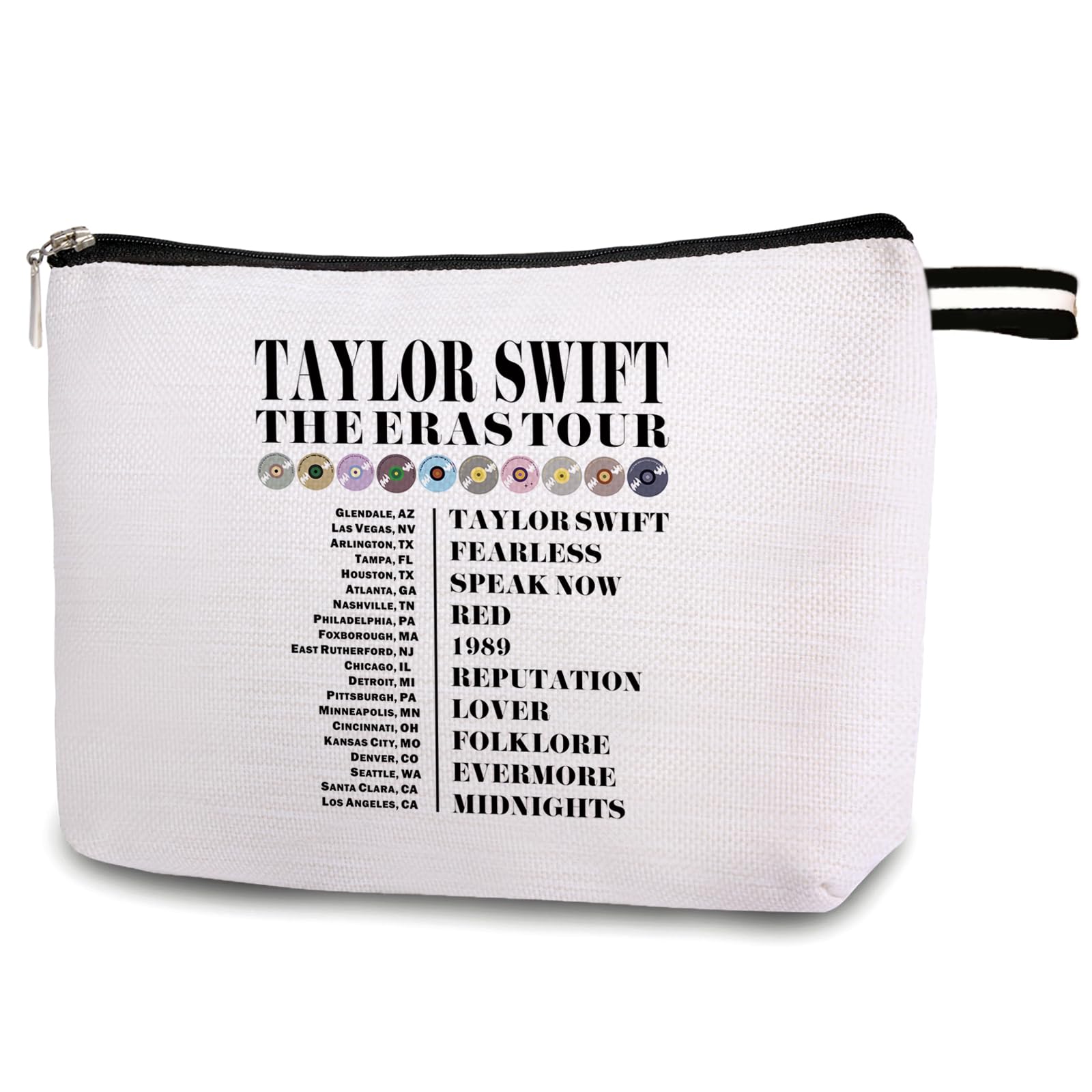 SUNFYCN Singer Swifite Merch Makeup Bag, Singer Album for Fans Music Lover Toiletry Bag Gifts for Women Girl Friends Birthday, Zipper Pouch Cosmetic Bag13C129, Beige
