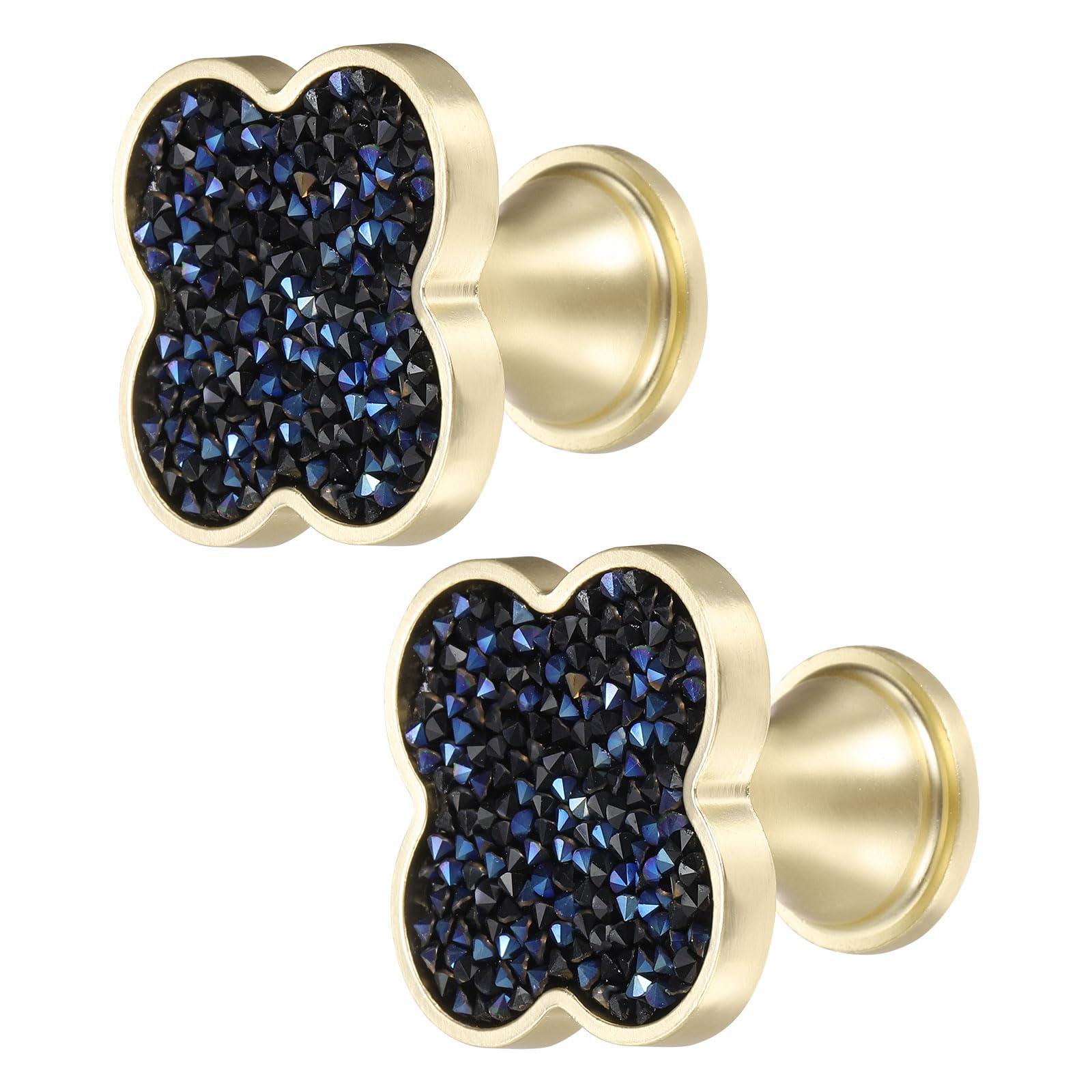 sourcing map 2Pcs Drawer Knobs, Zinc Alloy Decorative Four-Leaf Pull Handles with Screws for Furniture Dresser Wardrobe Cupboard, Crystal Blue