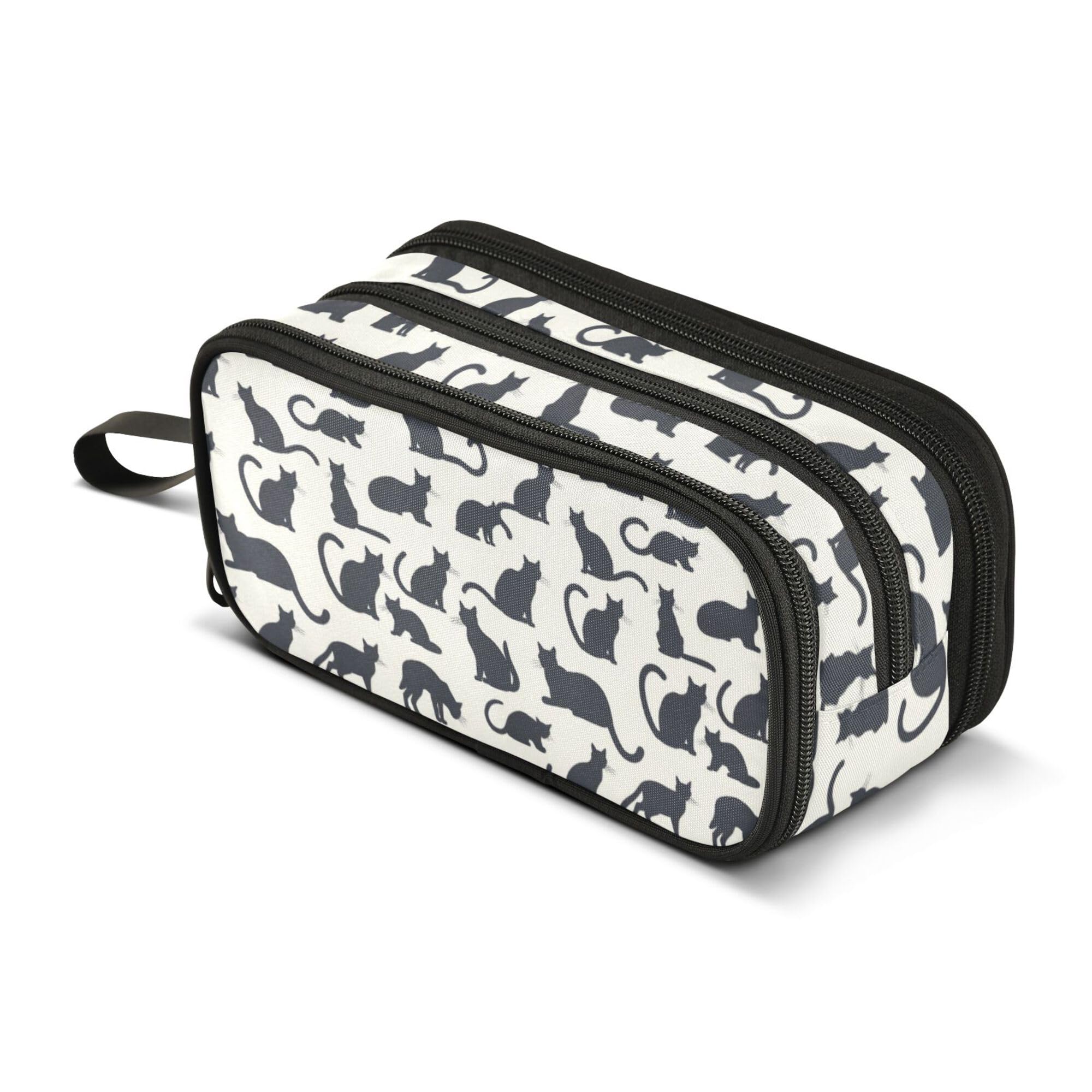 ALAZA Large Pencil Case, Big Capacity Pencil Bag Pen Pouch Holder 3 Compartments,Cute Black Cat School Office Supplies Stationery Makeup Bag Storage Organizer for Students Girls Boys Women Men