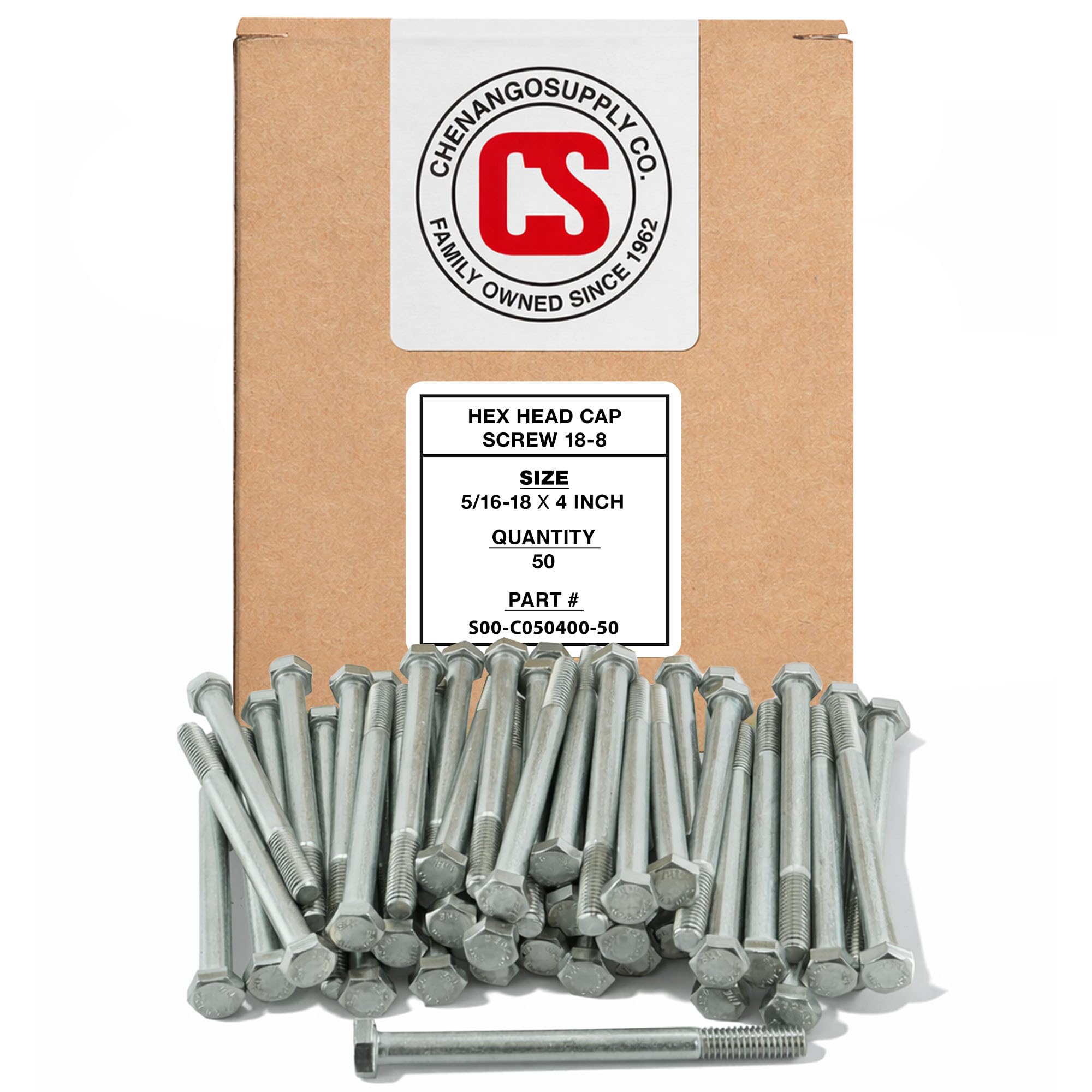 Boulons tête hexagonale inox 5/16-18 pour filetage américain UNC pas gros, visserie inox 304 50pcs