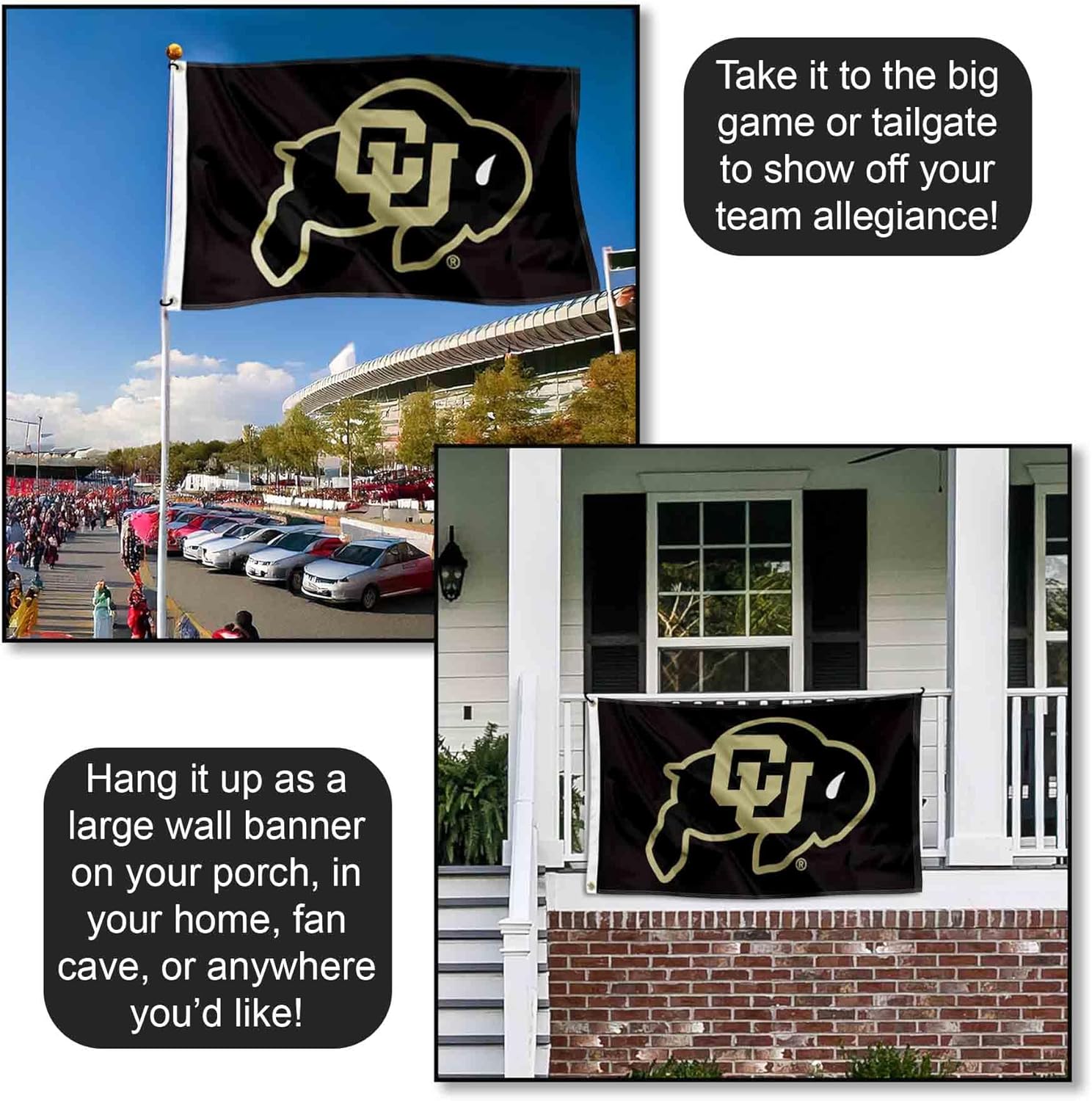 College Flags & Banners Co. Colorado CU University Buffaloes Large College Flag - Image 4