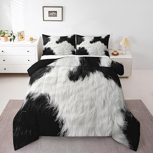 Miniatura 3 de Erosebridal Juego de edredón de vaca para niños, tamaño individual, juego de ropa de cama de piel de vaca para niños y adolescentes, juegos de