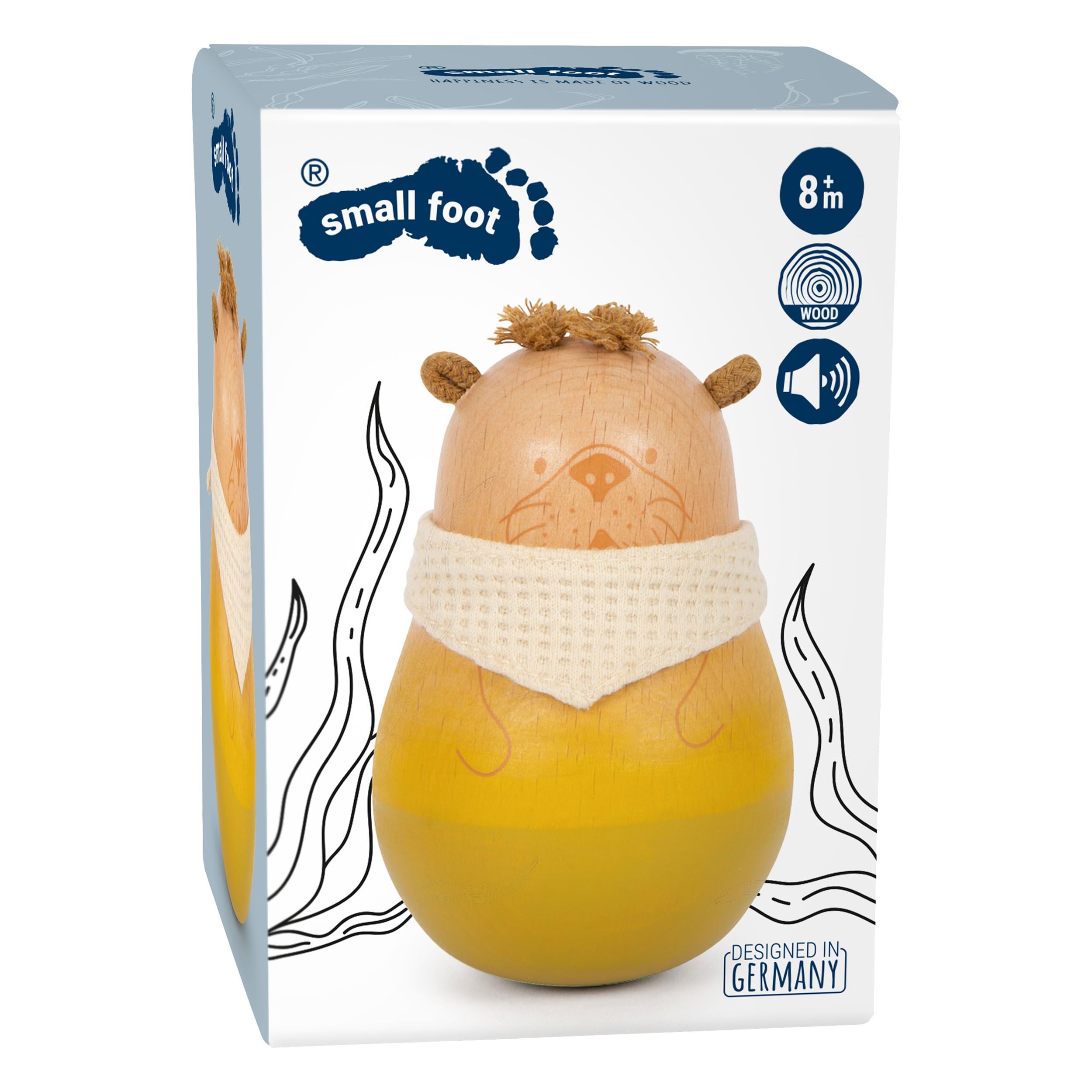Small Foot Culbuto Jouet pour bébé Seaside en Bois, Jouet pour bébé en Forme de Loutre avec Sons, dès 8 Mois, 12332