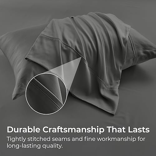 Miniatura 7 de GOKOTTA Juego de 2 fundas de almohada de bambú tamaño King, reversibles y con cierre de sobre para personas que duermen con calor y sudores