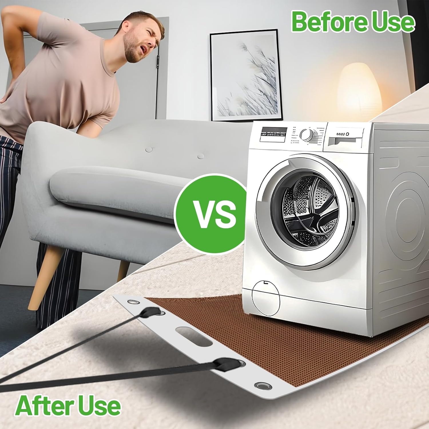 Oversized Large Appliance Slider with Pull Strap,Furniture Sliders for Floor Protection Premium Moving Mat for Tile Carpet and Hardwood Floor Furniture Moving Slide Glides 49" X 30"(Coffee)