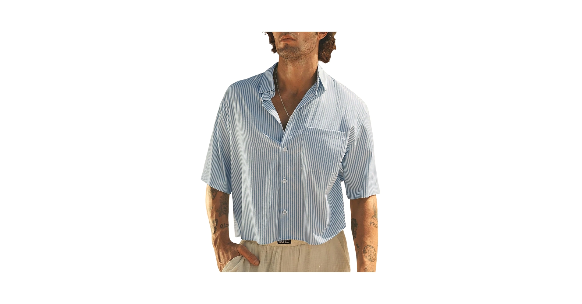 ジャケット・アウター GOD ONLY KNOWS CROPPED STRIPED SHIRT Short Sleeve Zandt Cropped Shirt - Green | Levi's® IT