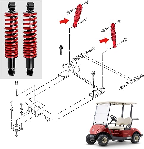 Miniatura 7 de Yamaha - Amortiguador trasero resistente con resorte para G29 Drive, G22, G20, G19, G16 y G14 Gas y carrito de golf eléctrico OEM JN4-F2210-00,