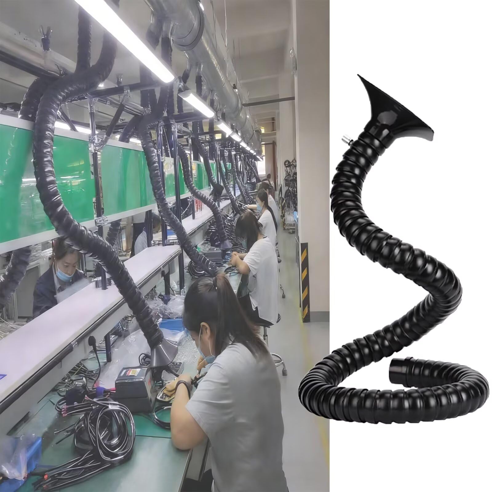 Manguera articulada, Brazo colector de conducto Flexible de 360° para Grabado láser y Soldadura - Manguera articulada con Campana para extracción de Humos y eliminación de Humos en laborator
