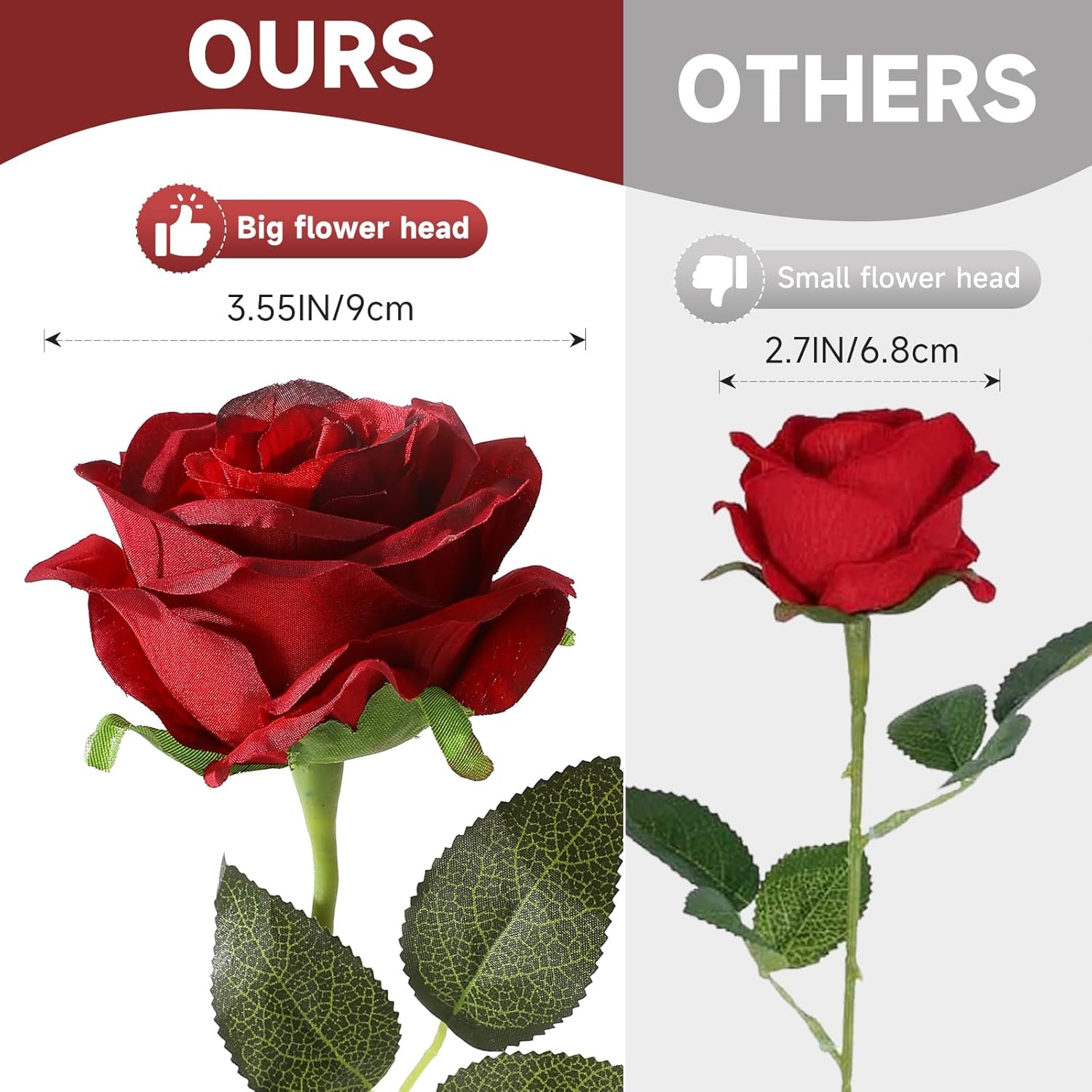 Tifuly 12pcs Red Roses Artificial Flowers,Realistic Long Stem Fake Silk Roses Bouquet for Party Home Wedding Centerpiece Office DIY Decor(Burgundy) - Image 8